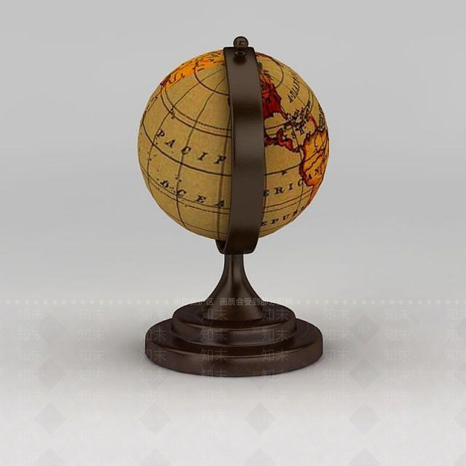 现代复古地球仪3D模型下载【ID:1188683814】