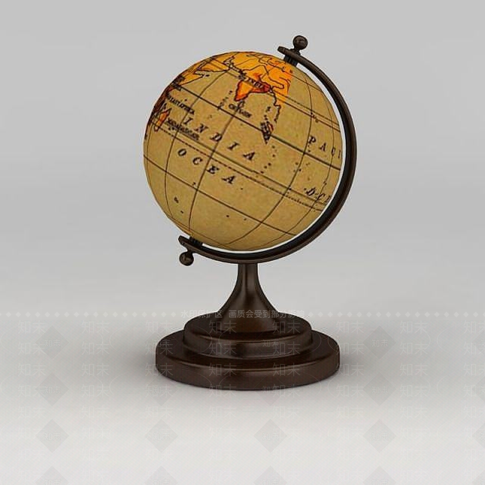 现代复古地球仪3D模型下载【ID:1188683814】