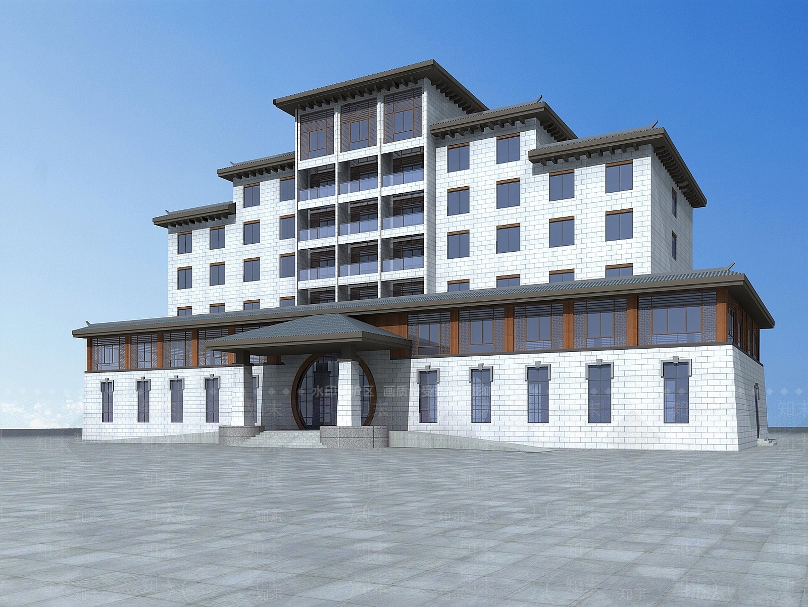 中式酒店3D模型下载【ID:1188684512】