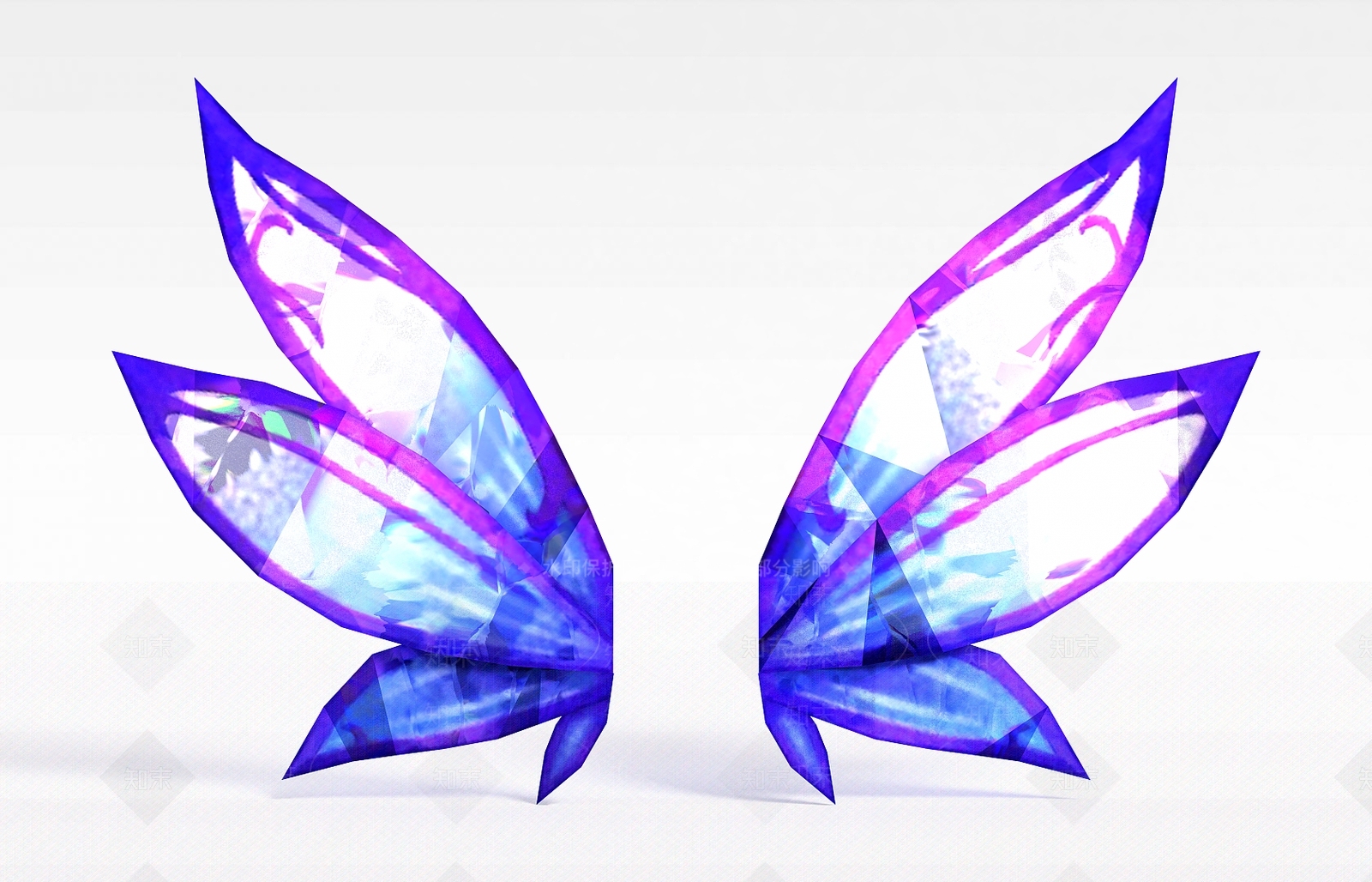 现代游戏装备紫色翅膀3D模型下载【ID:1188685611】
