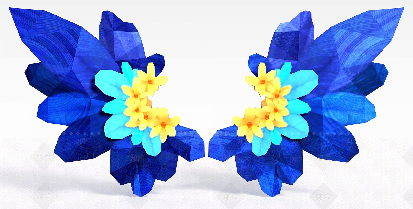 现代游戏装备蓝色翅膀3D模型下载【ID:1188685827】