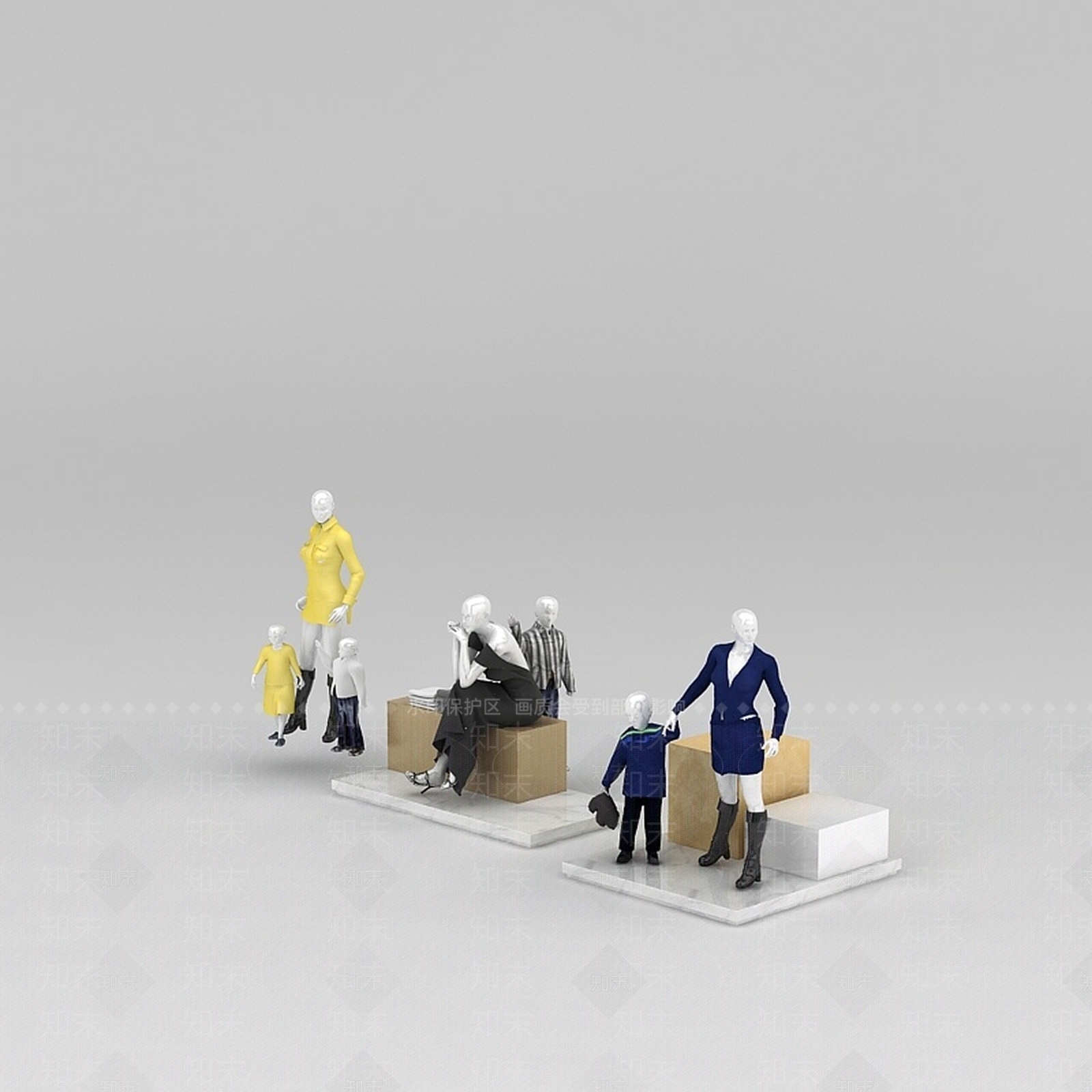 现代模特3D模型渲染效果图