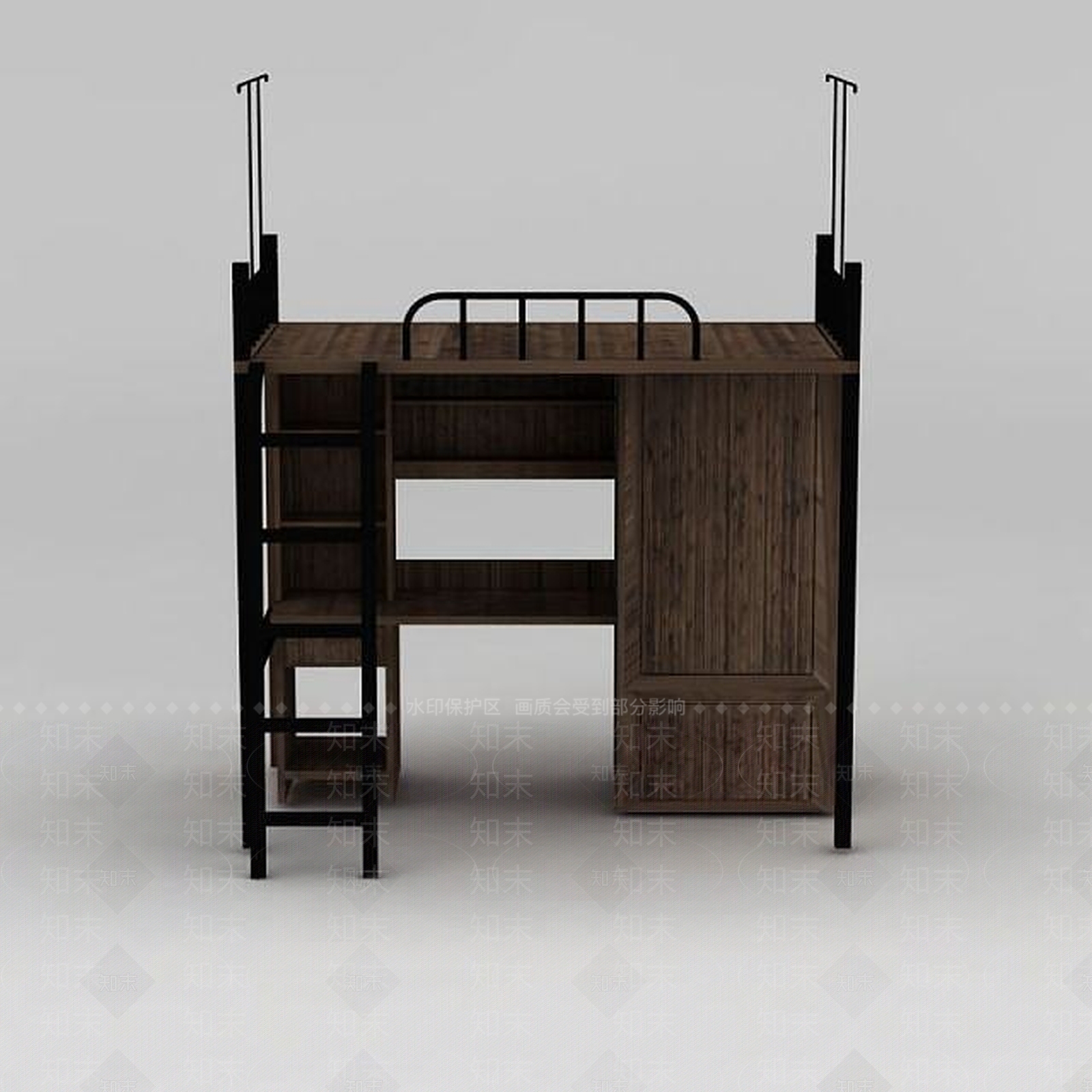 现代学生宿舍上下木床3D模型下载【ID:1188688775】