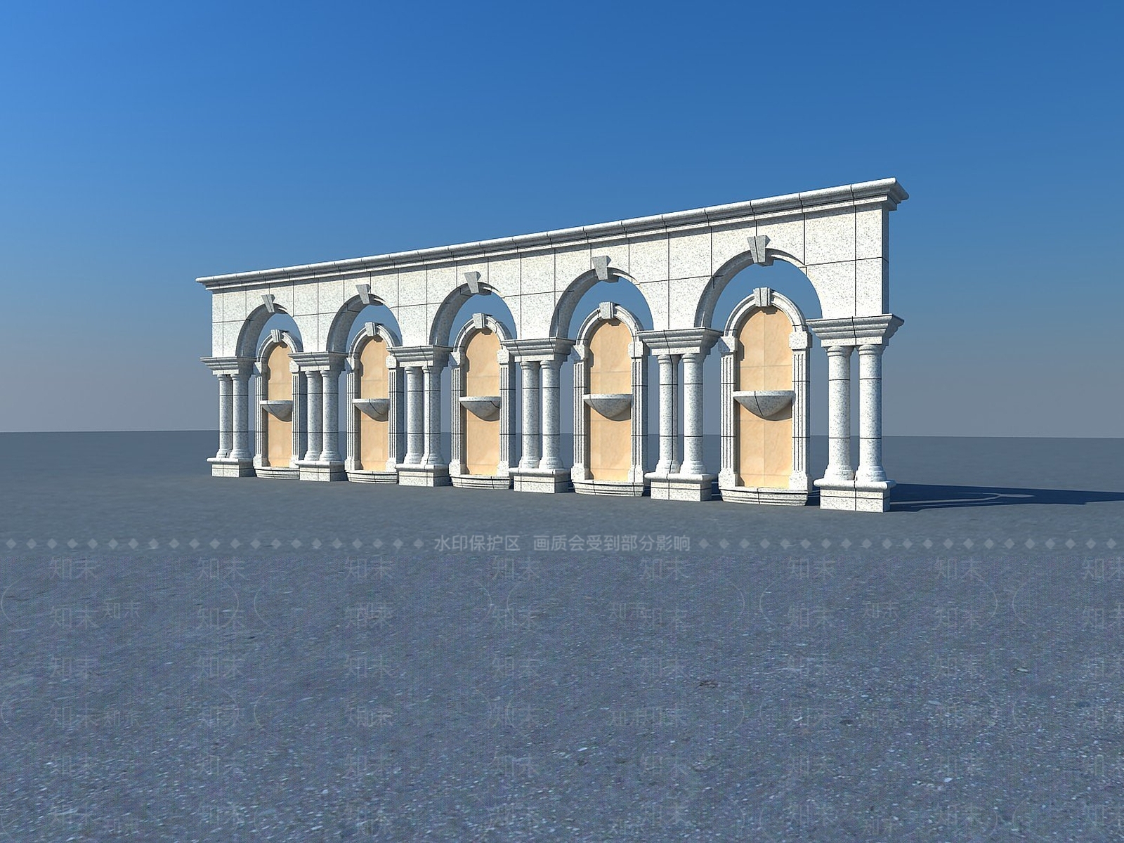欧式古典欧式建筑景观墙3D模型下载【ID:1188688834】