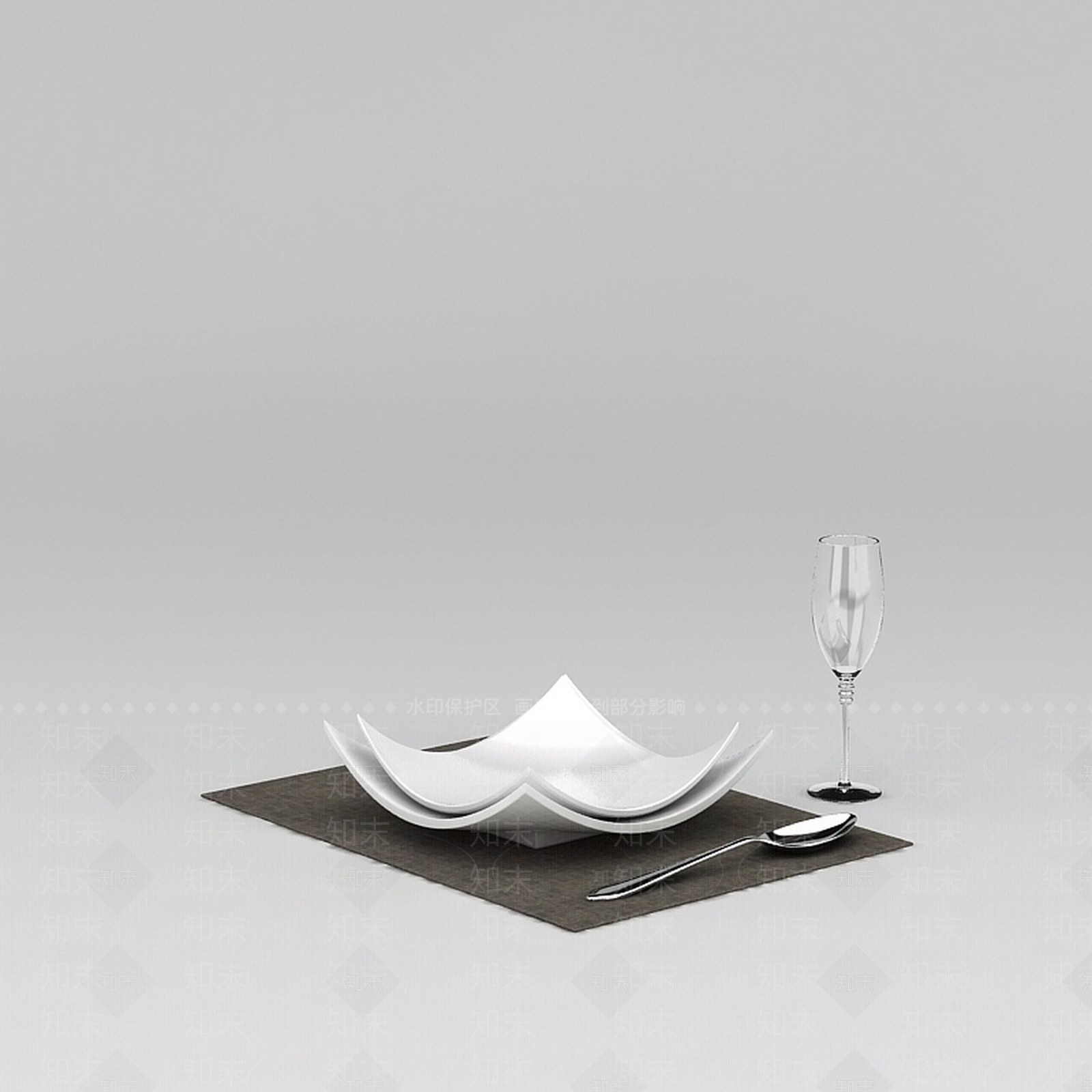 现代餐具盘子红酒杯3D模型下载【ID:1188689341】