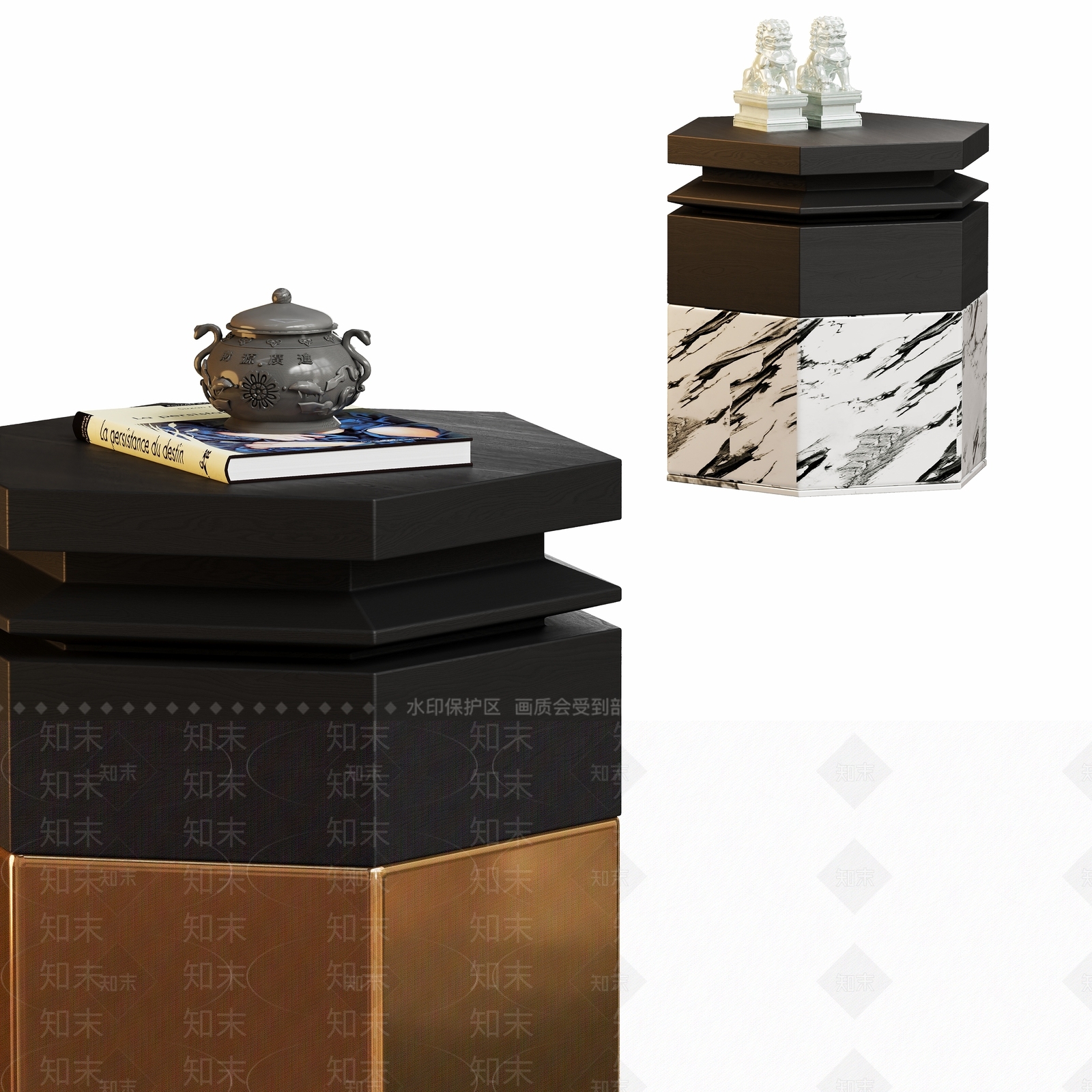 现代新中式边几3D模型下载【ID:1188696878】