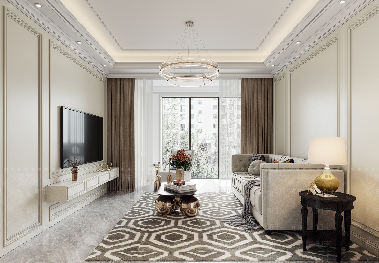 美式现代家居客厅3D模型下载【ID:1188701176】