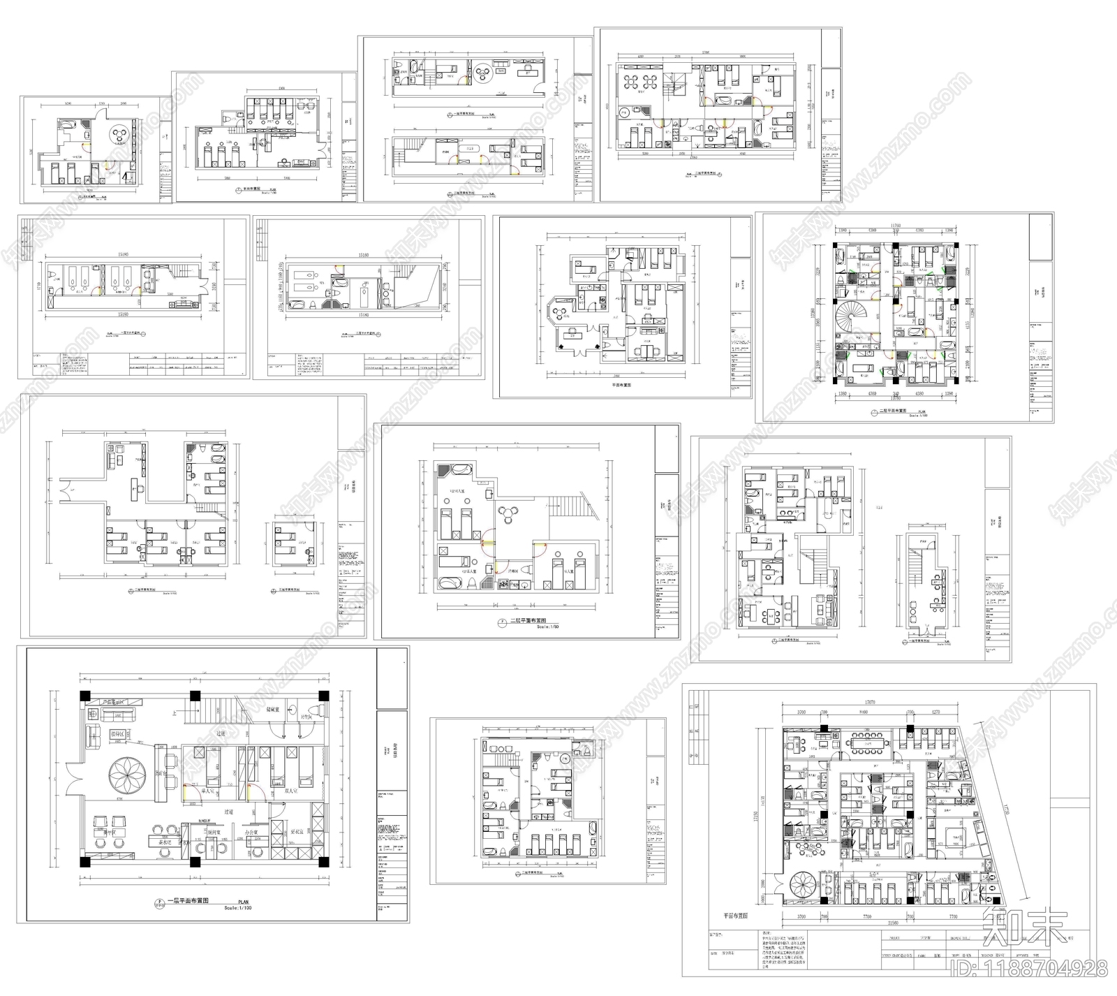 现代美容院cad施工图下载【ID:1188704928】