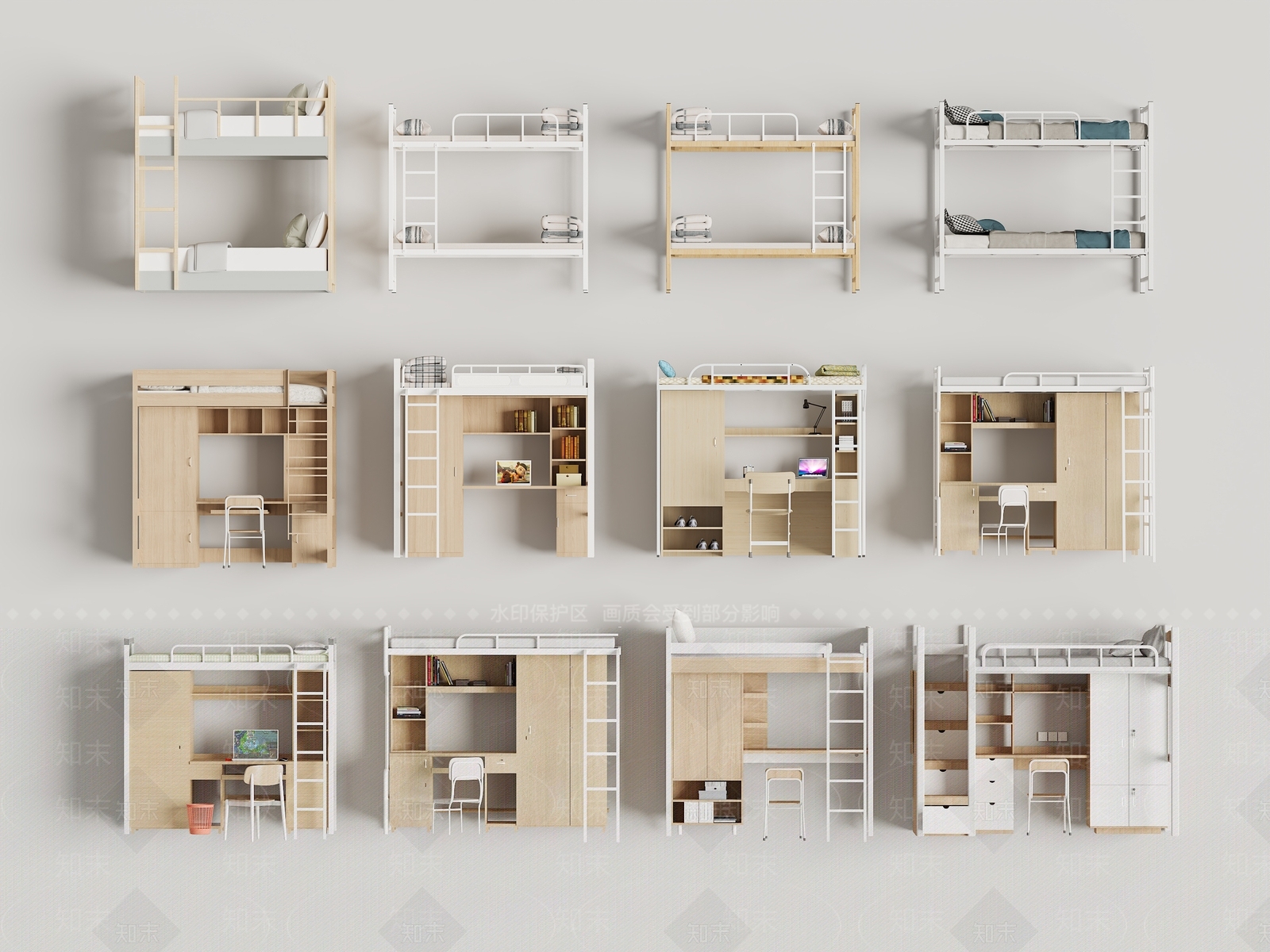 现代简约上下床3D模型下载【ID:1188710849】