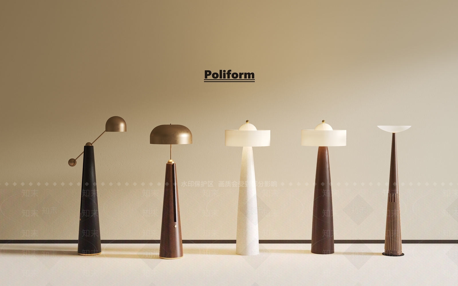 复古中古落地灯SU模型下载【ID:1188713669】