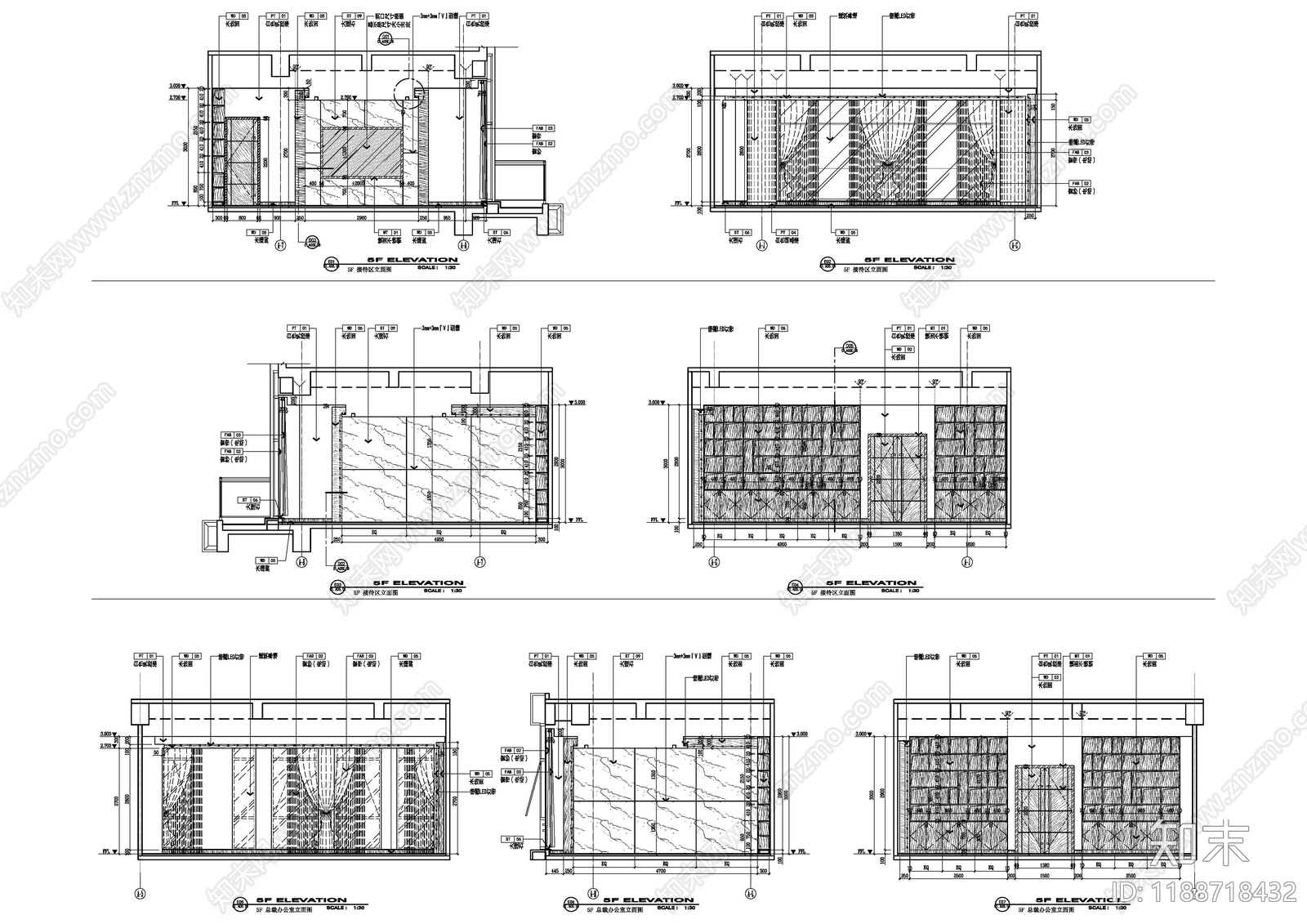 现代独立办公室cad施工图下载【ID:1188718432】