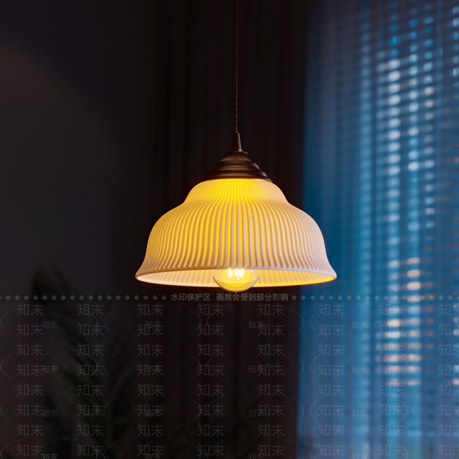 日式卧室吊灯3D模型下载【ID:1188719587】