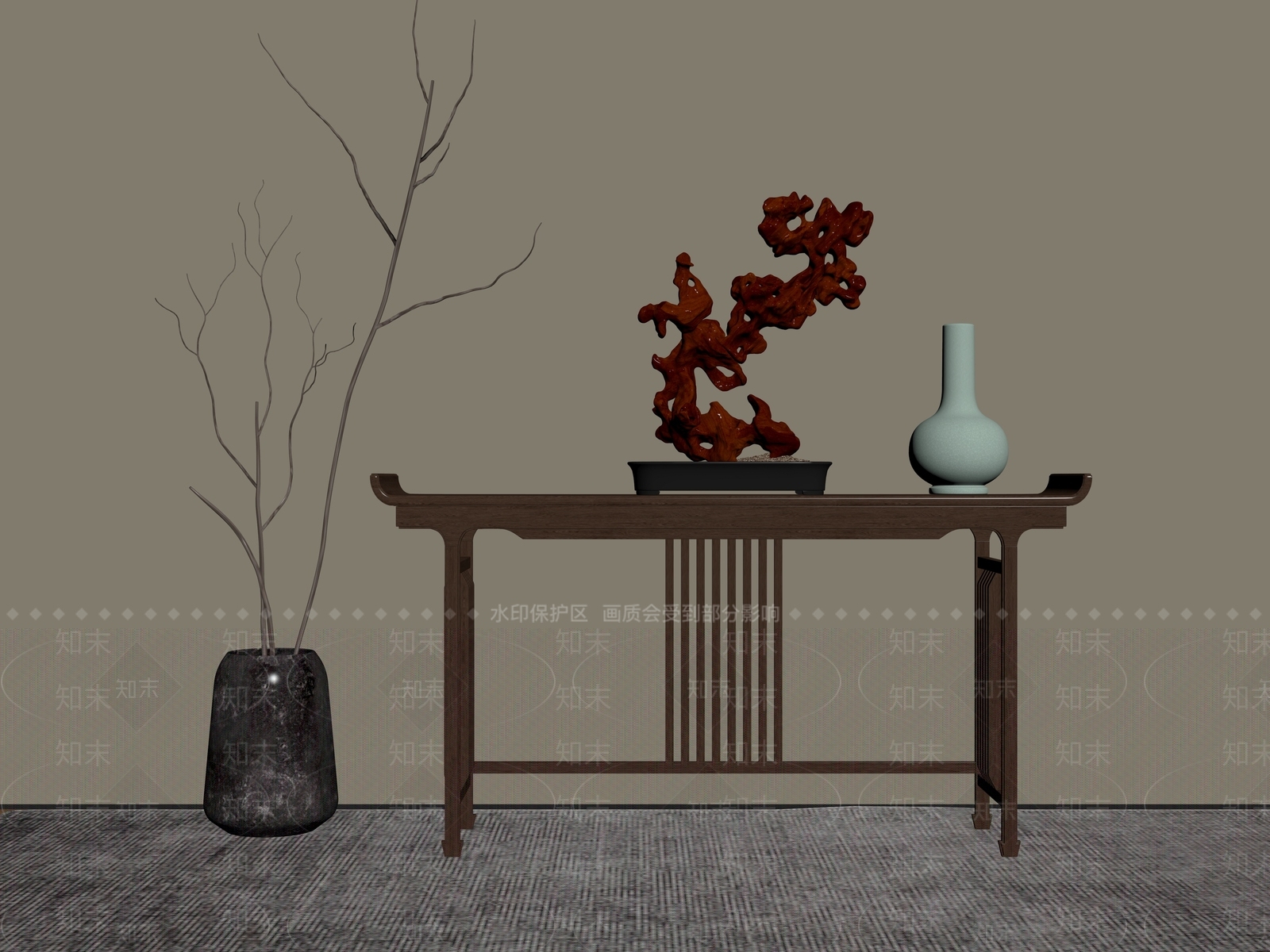 新中式条案SU模型下载【ID:1188722990】