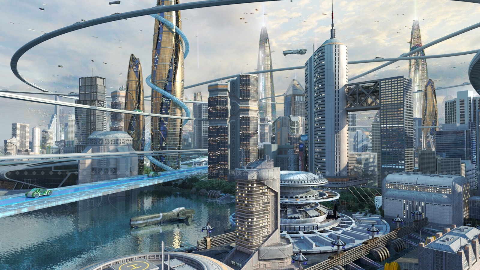 现代鸟瞰规划3D模型下载【ID:1188725672】