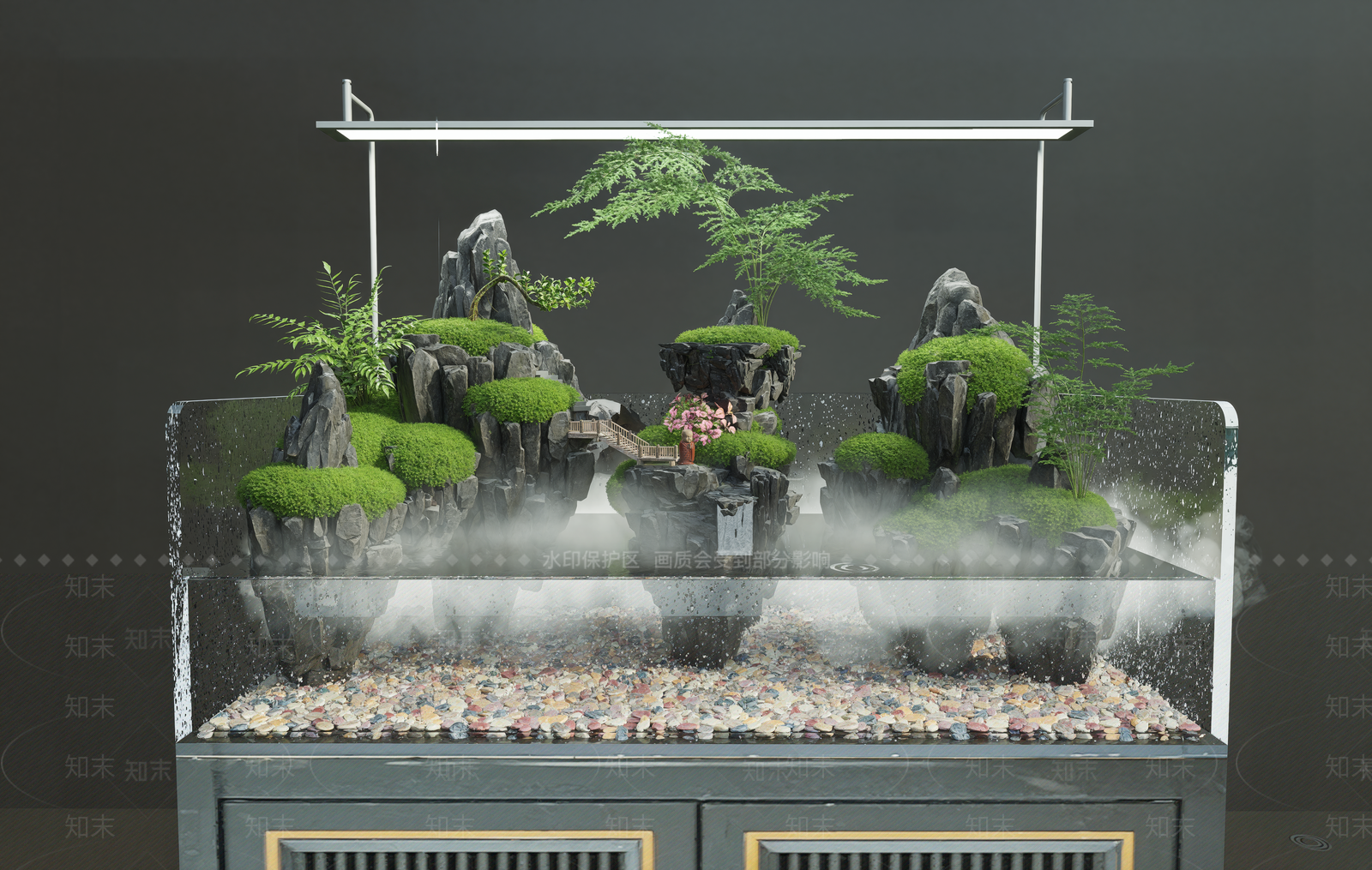 新中式鱼缸SU模型草图