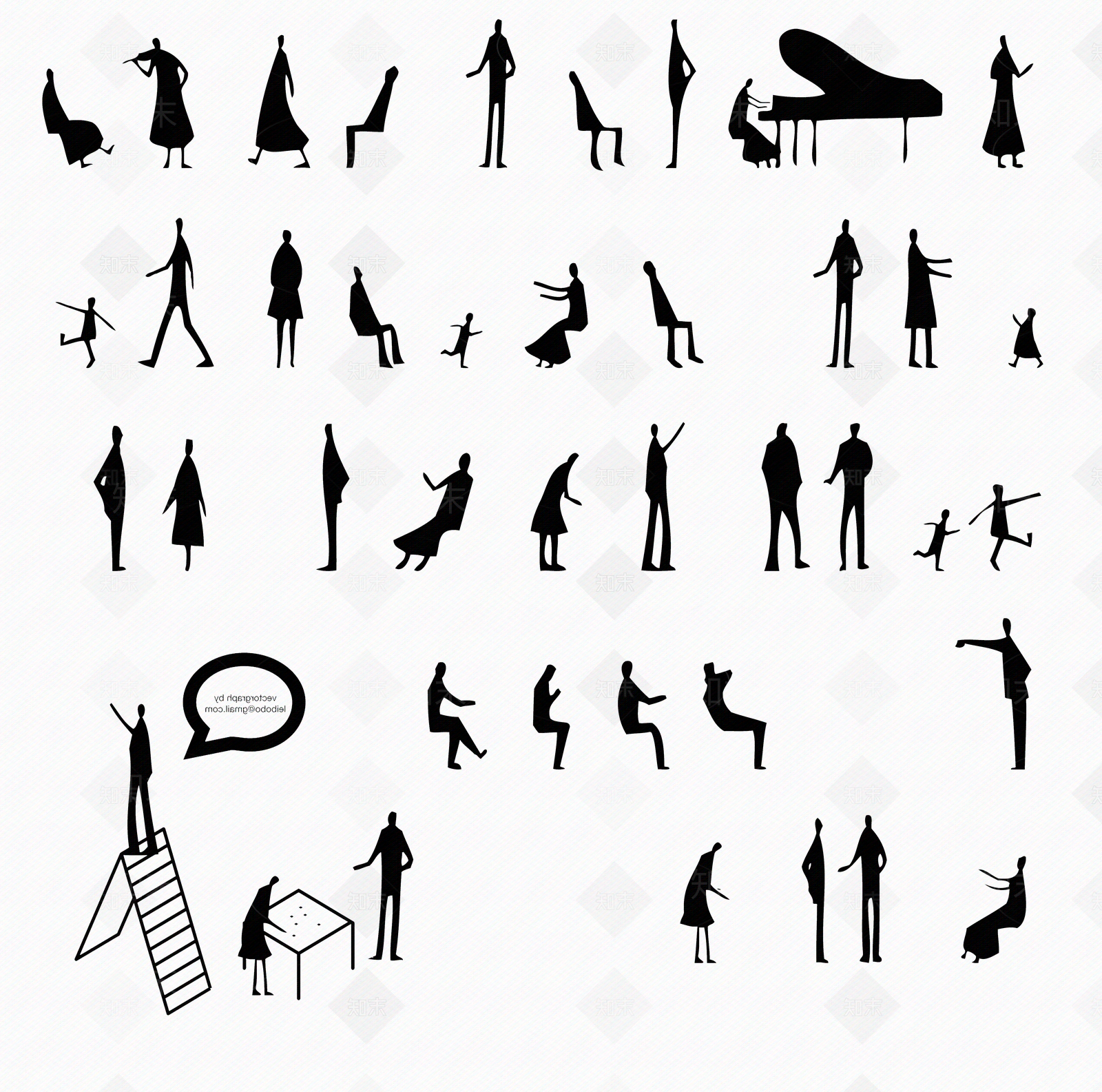 现代人物剪影贴图下载【ID:1188727500】