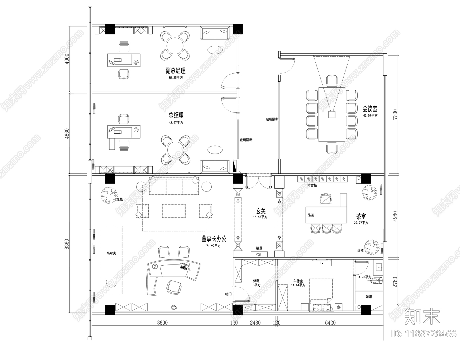 独立办公室cad施工图下载【ID:1188728466】