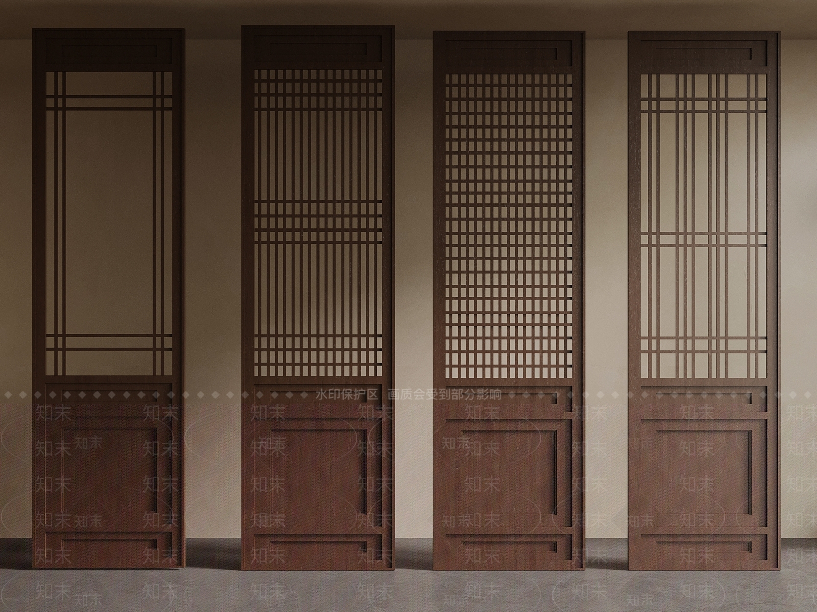新中式屏风SU模型下载【ID:1188728790】