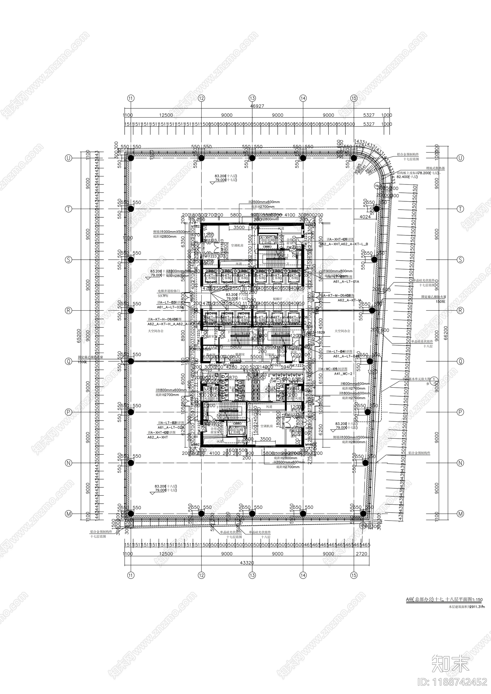 现代办公楼建筑cad施工图下载【ID:1188742452】