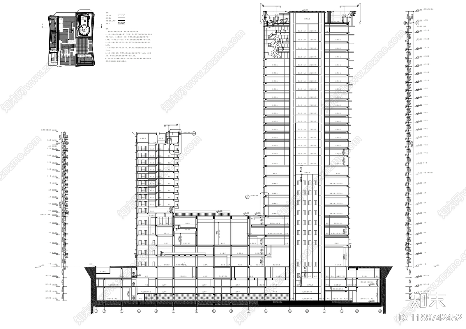 现代办公楼建筑cad施工图下载【ID:1188742452】