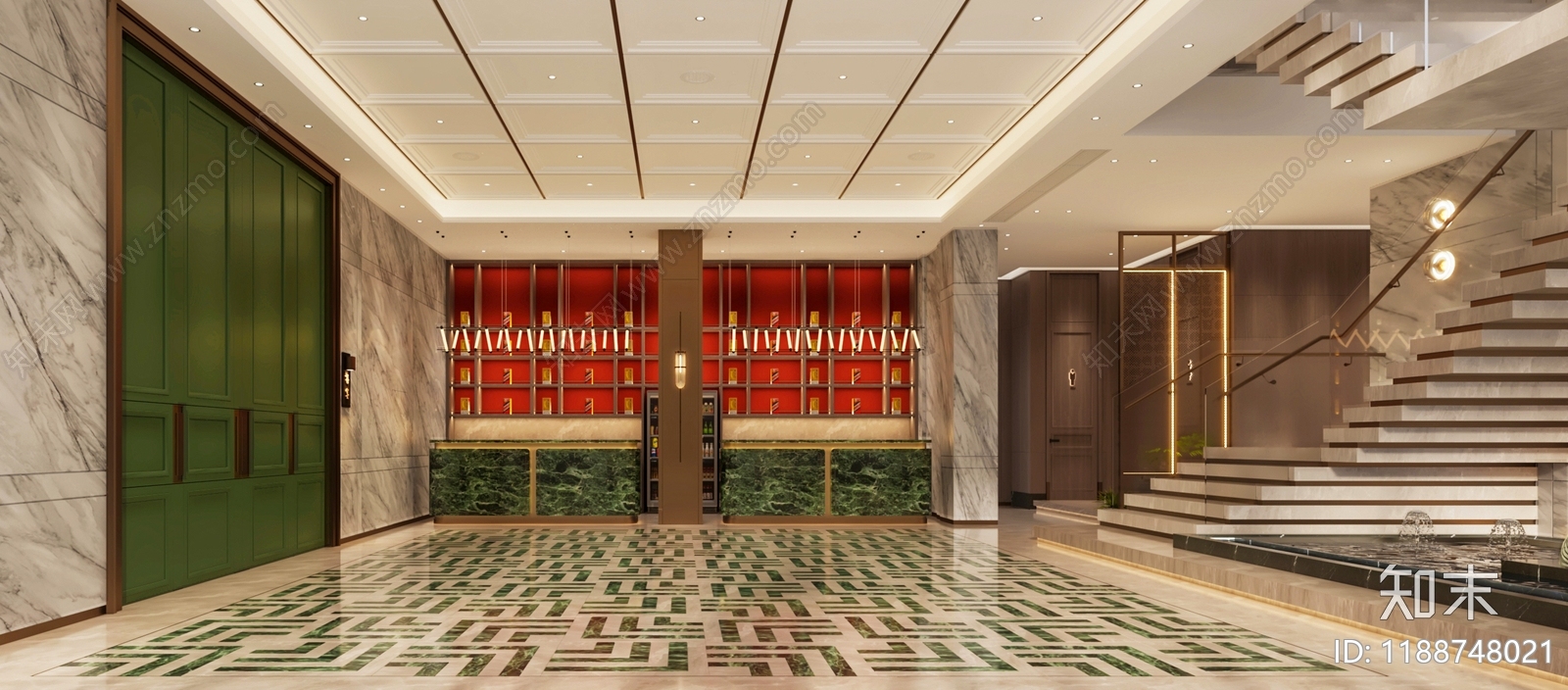 现代新中式吧台施工图下载【ID:1188748021】