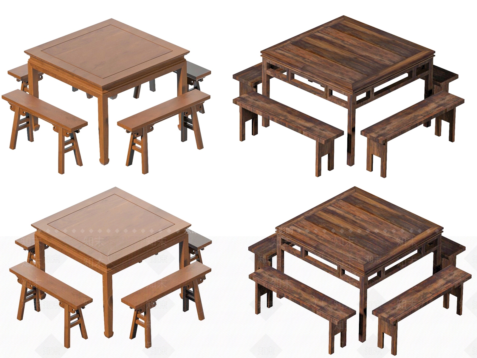 中式餐桌椅3D模型下载【ID:1188748502】