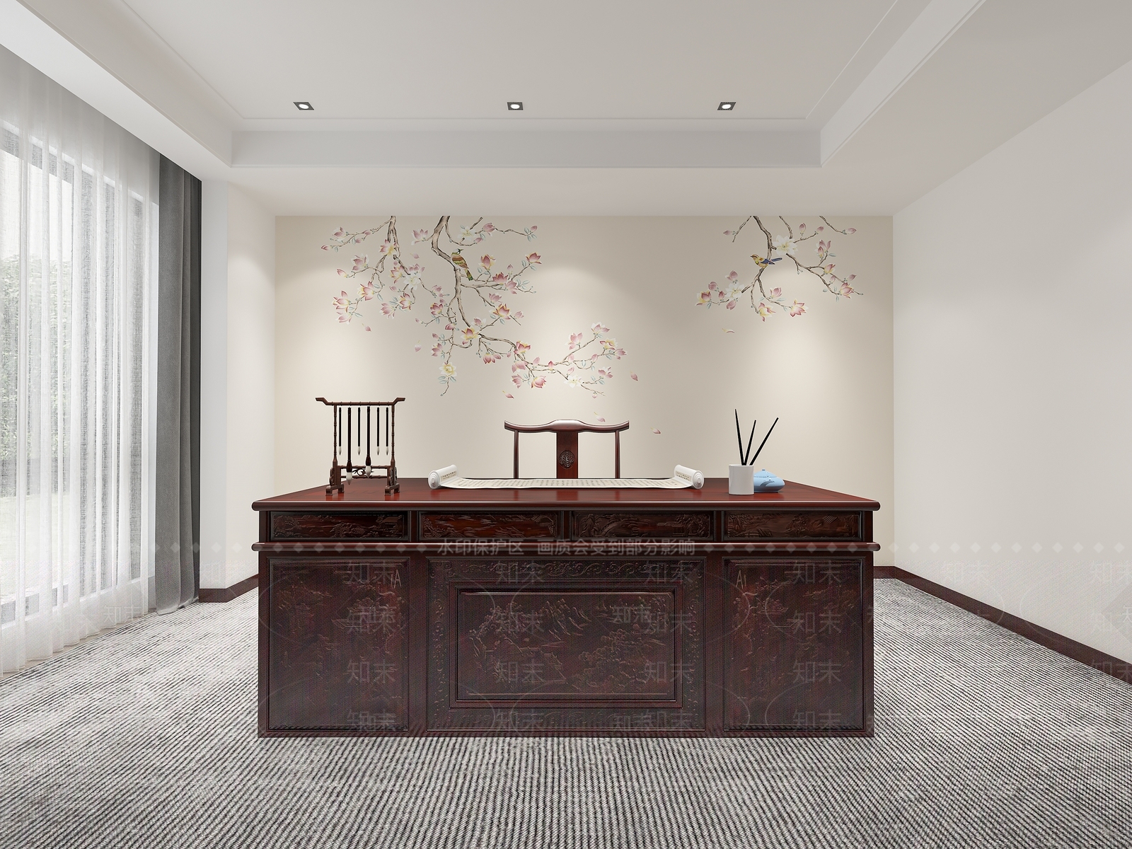 中式办公桌3D模型下载【ID:1188750588】