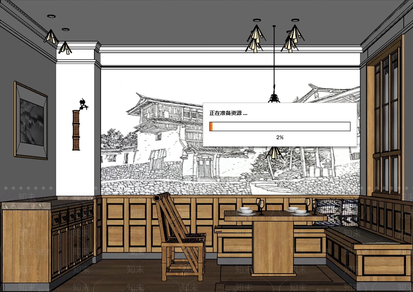 中式包厢SU模型下载【ID:1188750506】