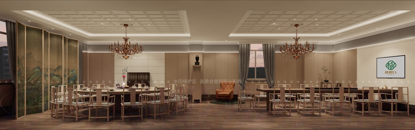 新中式包厢SU模型下载【ID:1188755217】