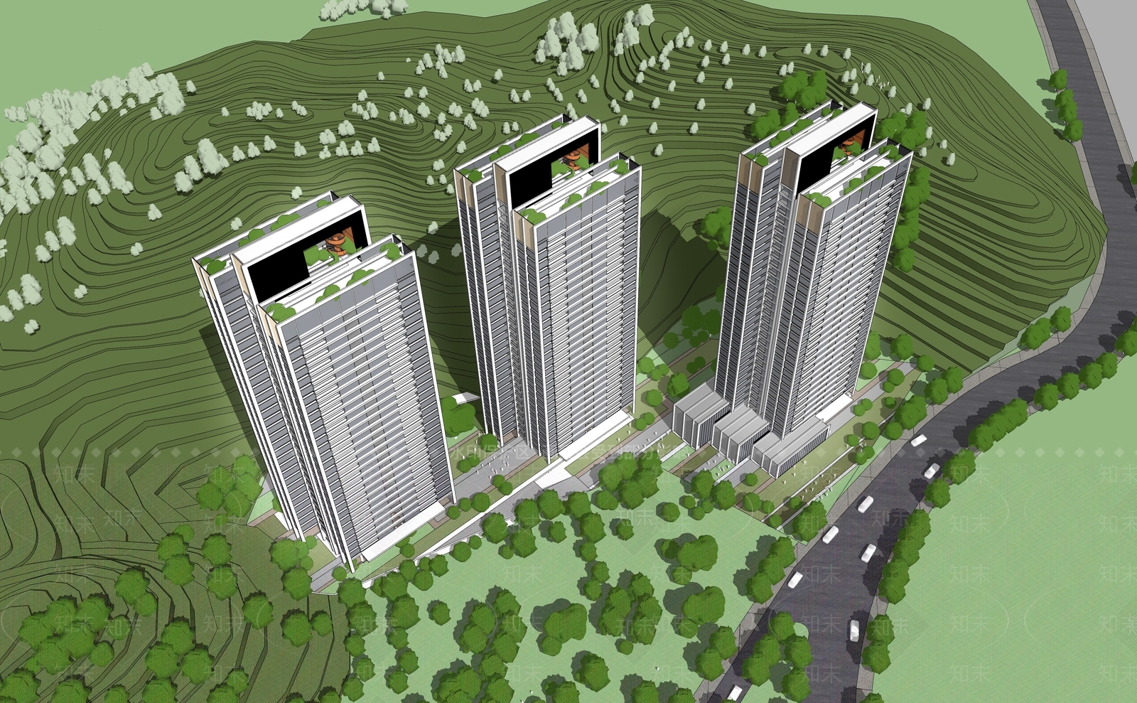 现代高层住宅SU模型下载【ID:1189140480】