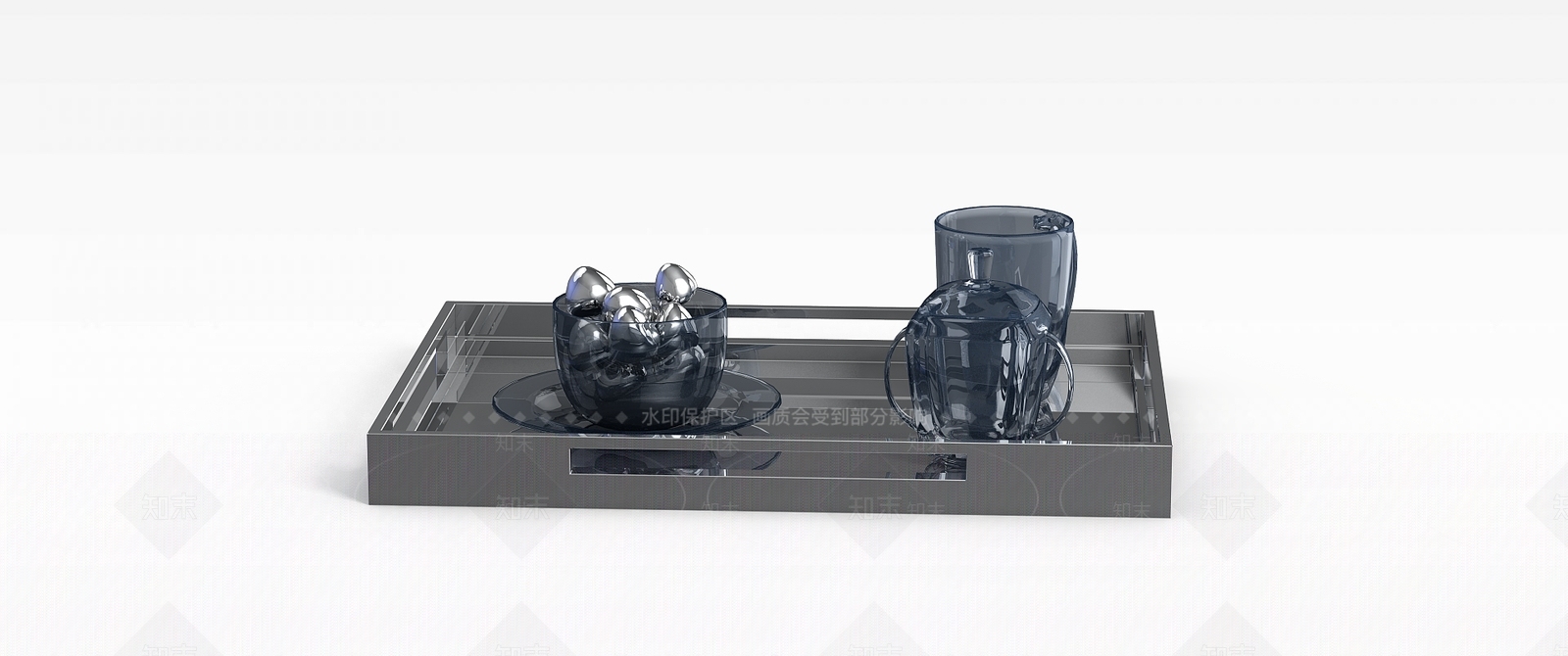 现代蓝色玻璃茶具3D模型下载【ID:1188756493】