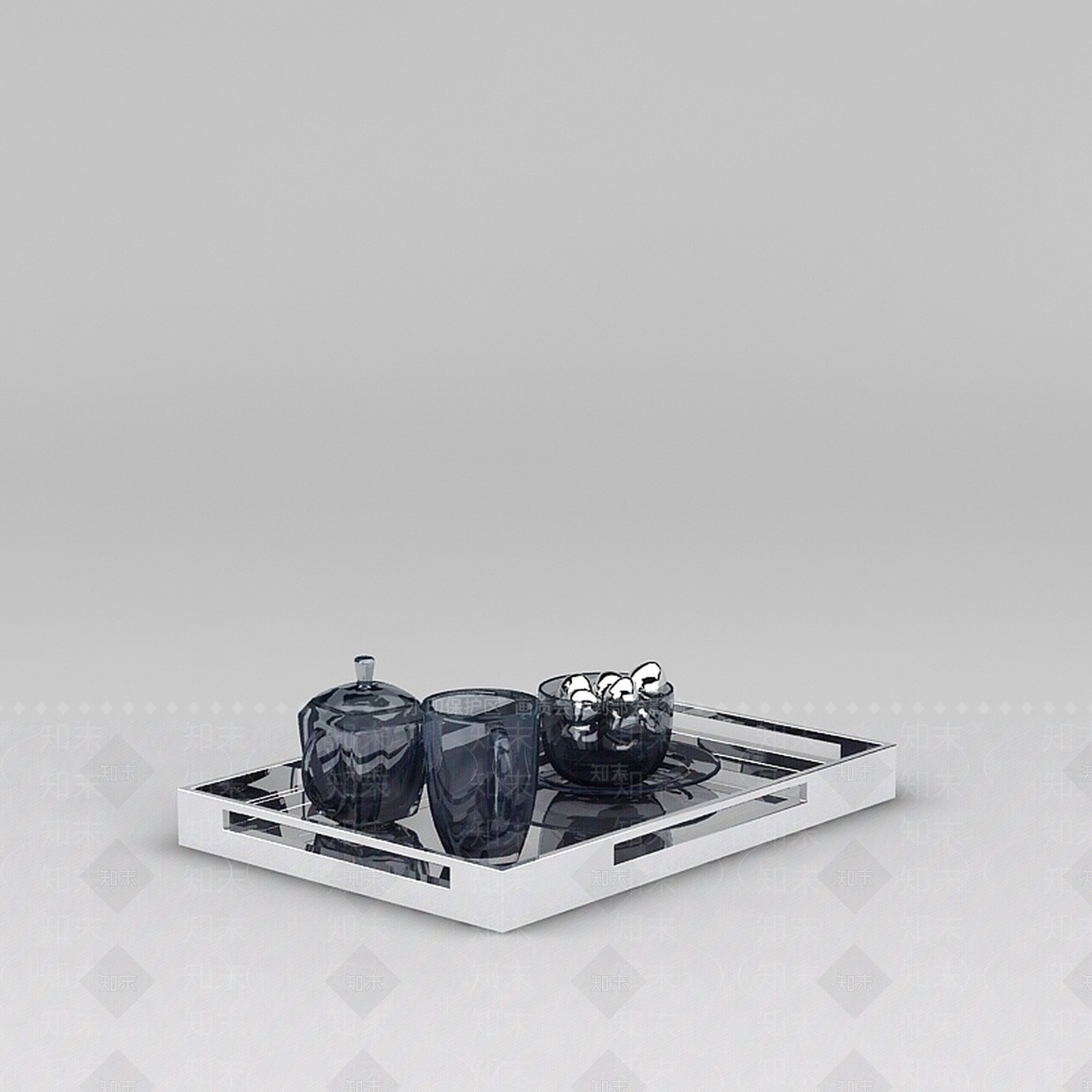 现代蓝色玻璃茶具3D模型下载【ID:1188756493】