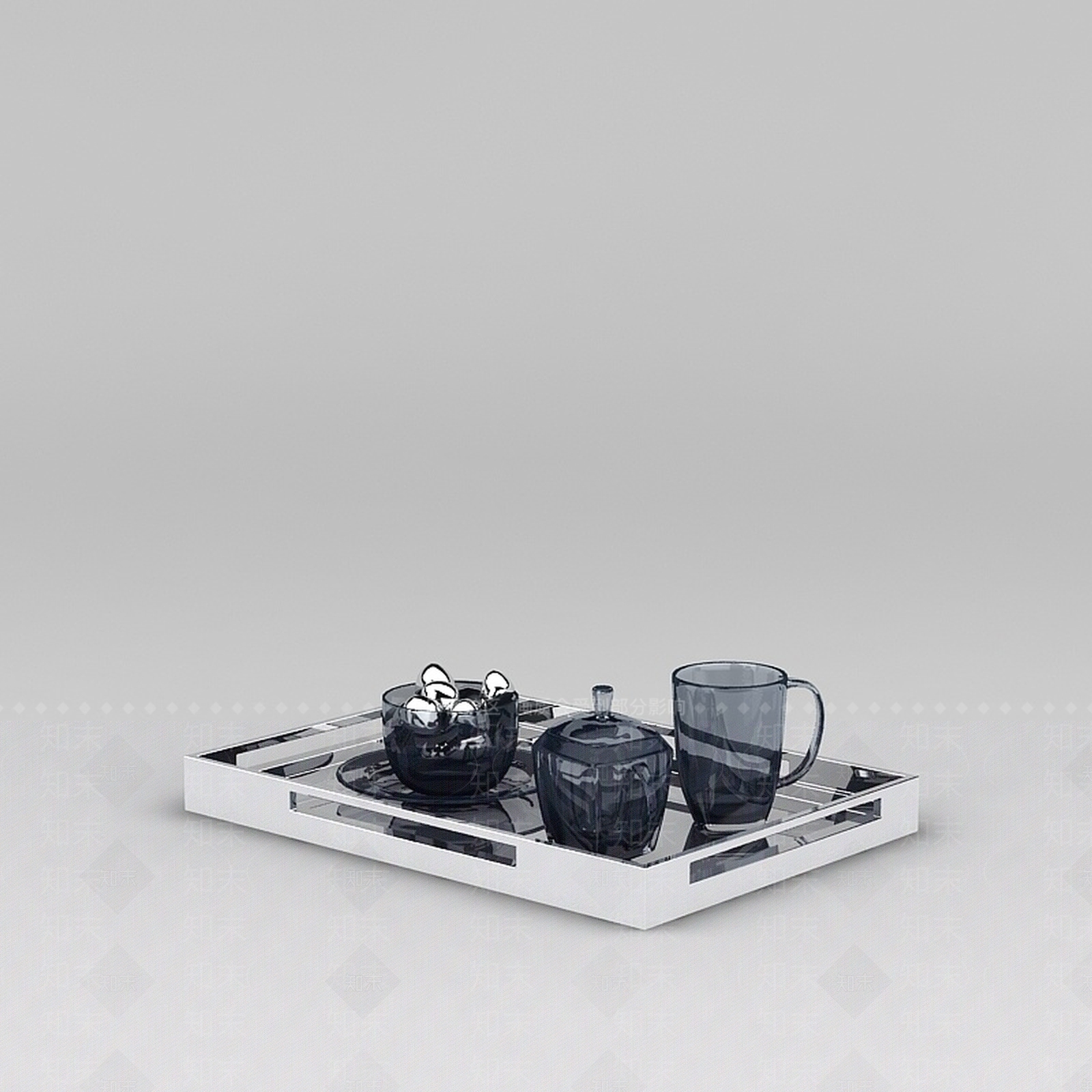 现代蓝色玻璃茶具3D模型下载【ID:1188756493】
