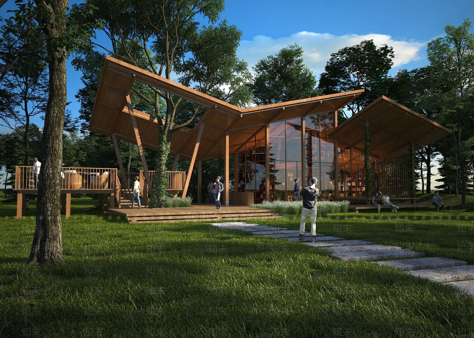 现代中式木屋3D模型下载【ID:1188763396】
