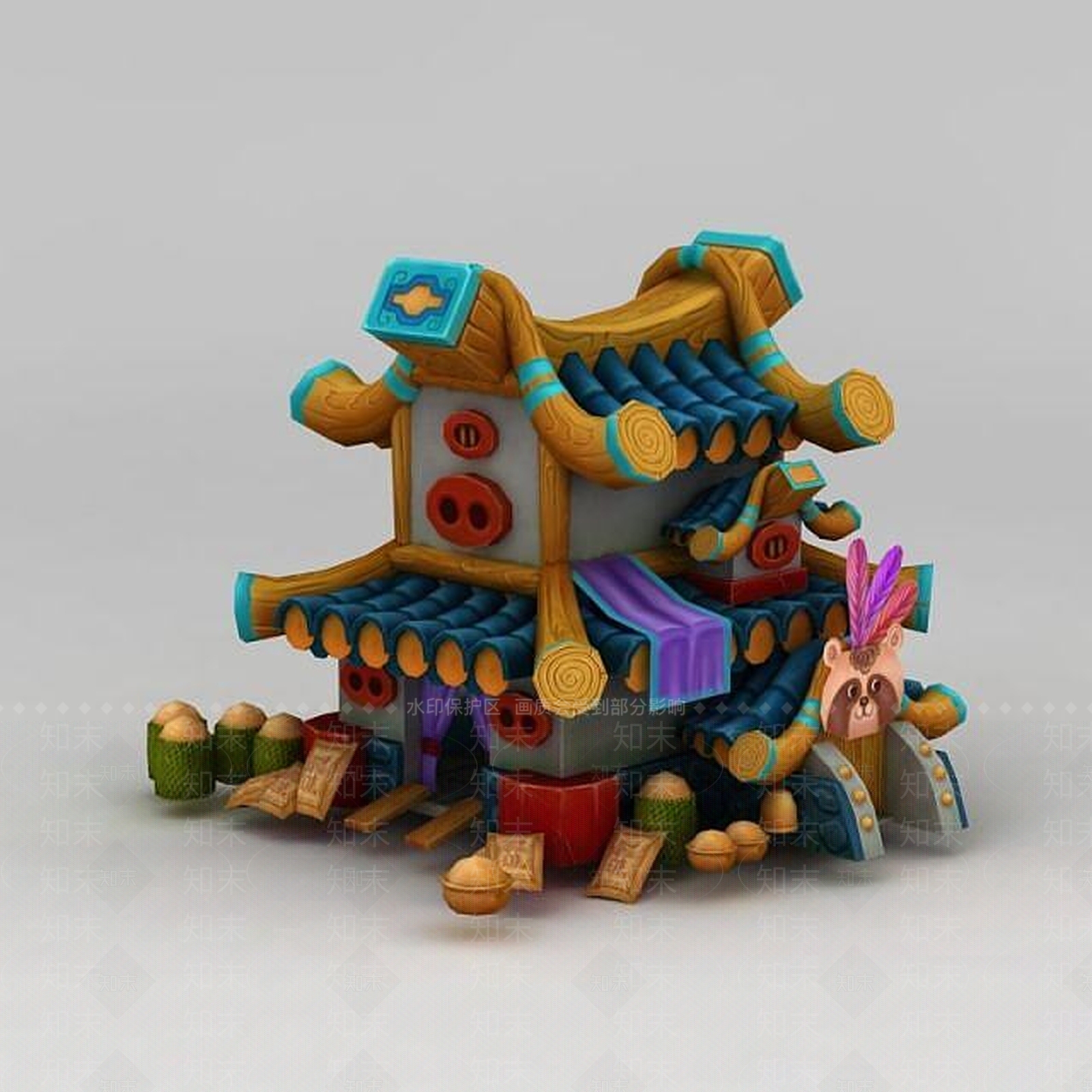 现代卡通小猪房子3D模型下载【ID:1188757666】