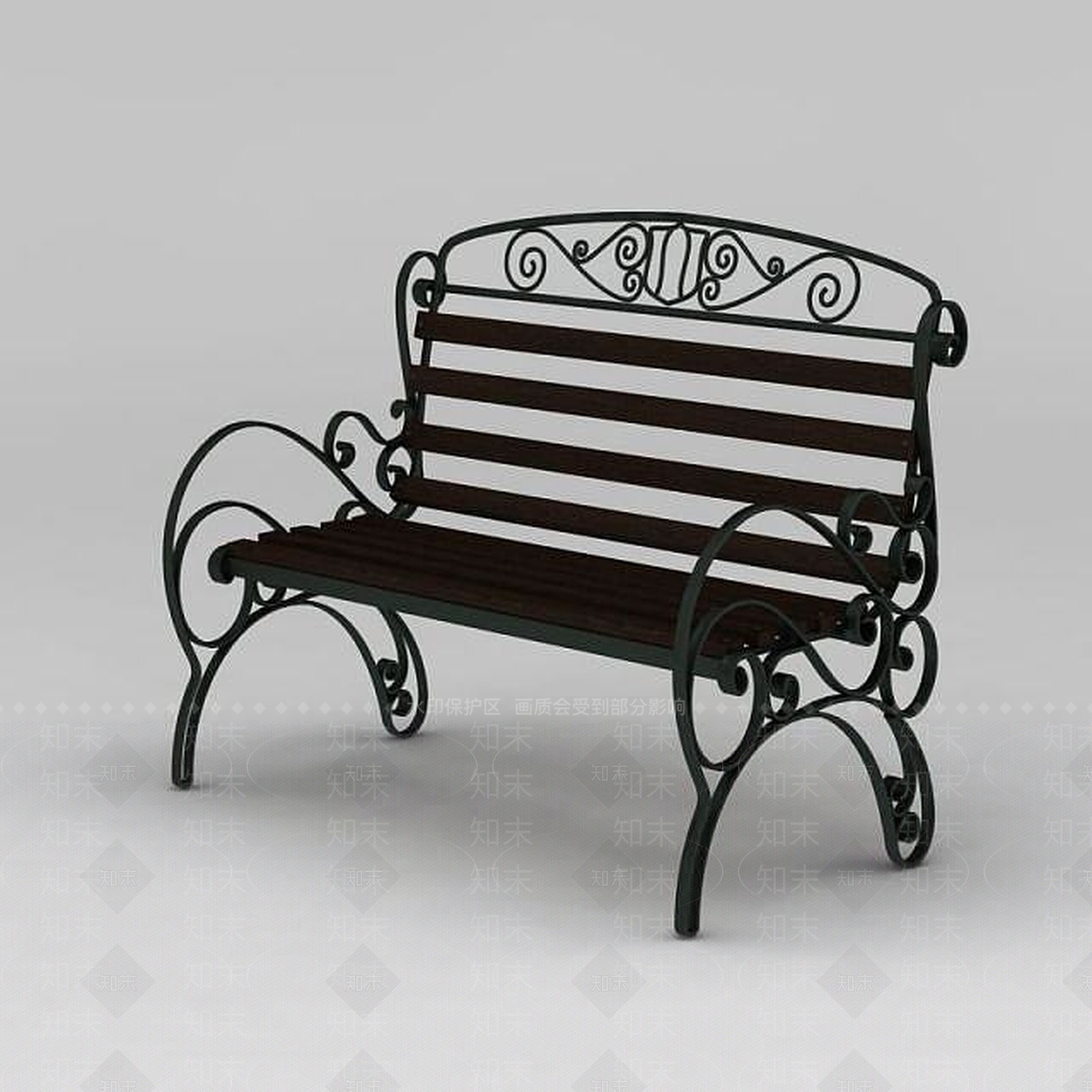 现代铁艺公园长椅3D模型下载【ID:1188758174】