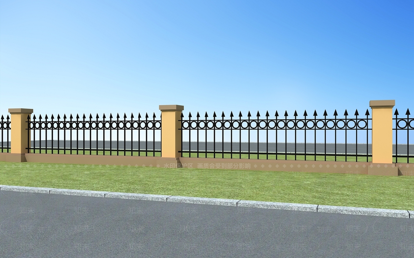 现代围墙护栏3D模型下载【ID:1188758235】