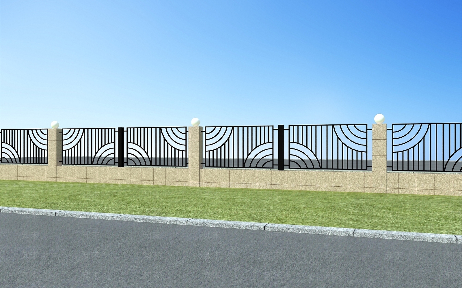 现代铁艺围栏3D模型下载【ID:1188758267】