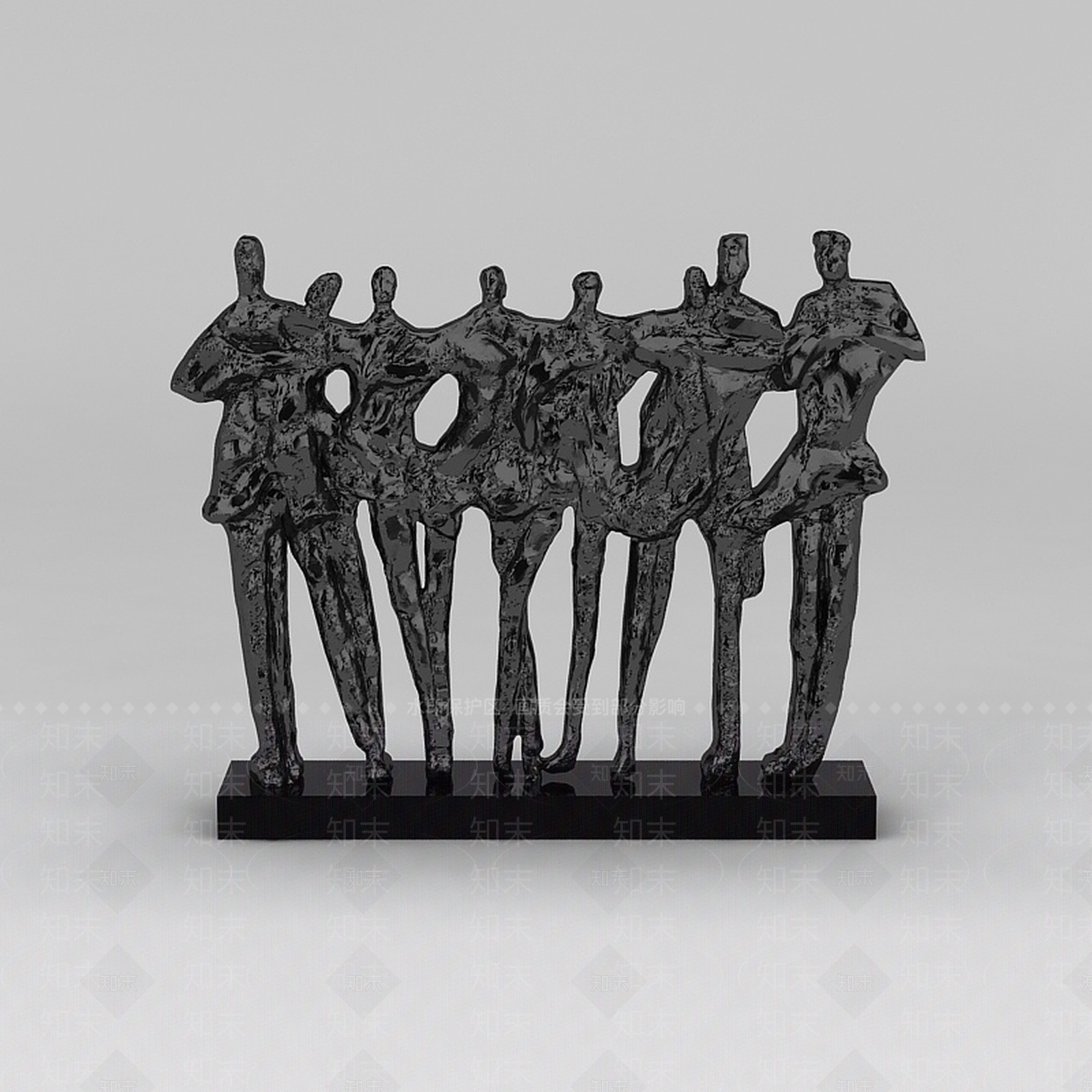 现代雕塑摆件3D模型渲染效果图