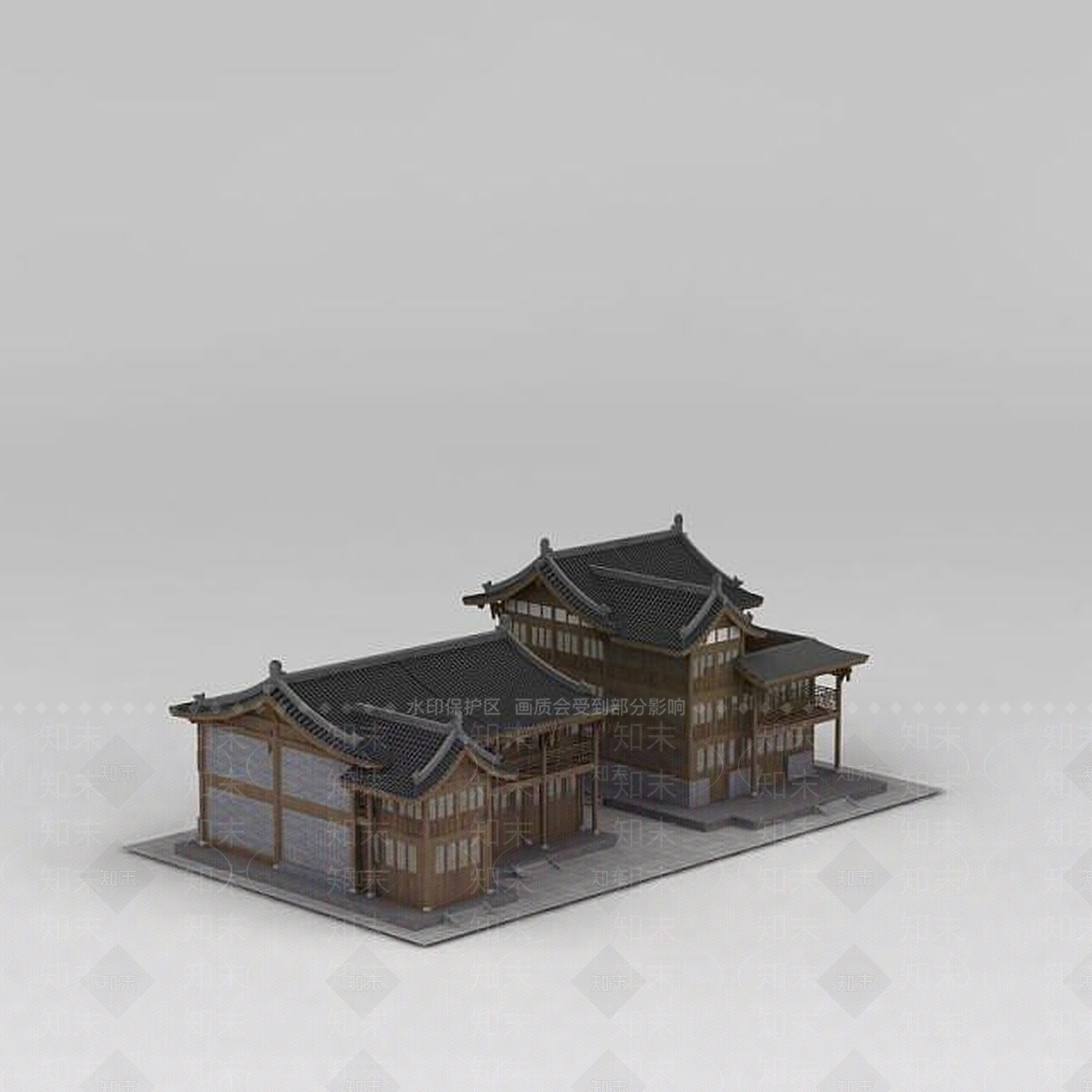 现代古建商业楼3D模型下载【ID:1188761780】