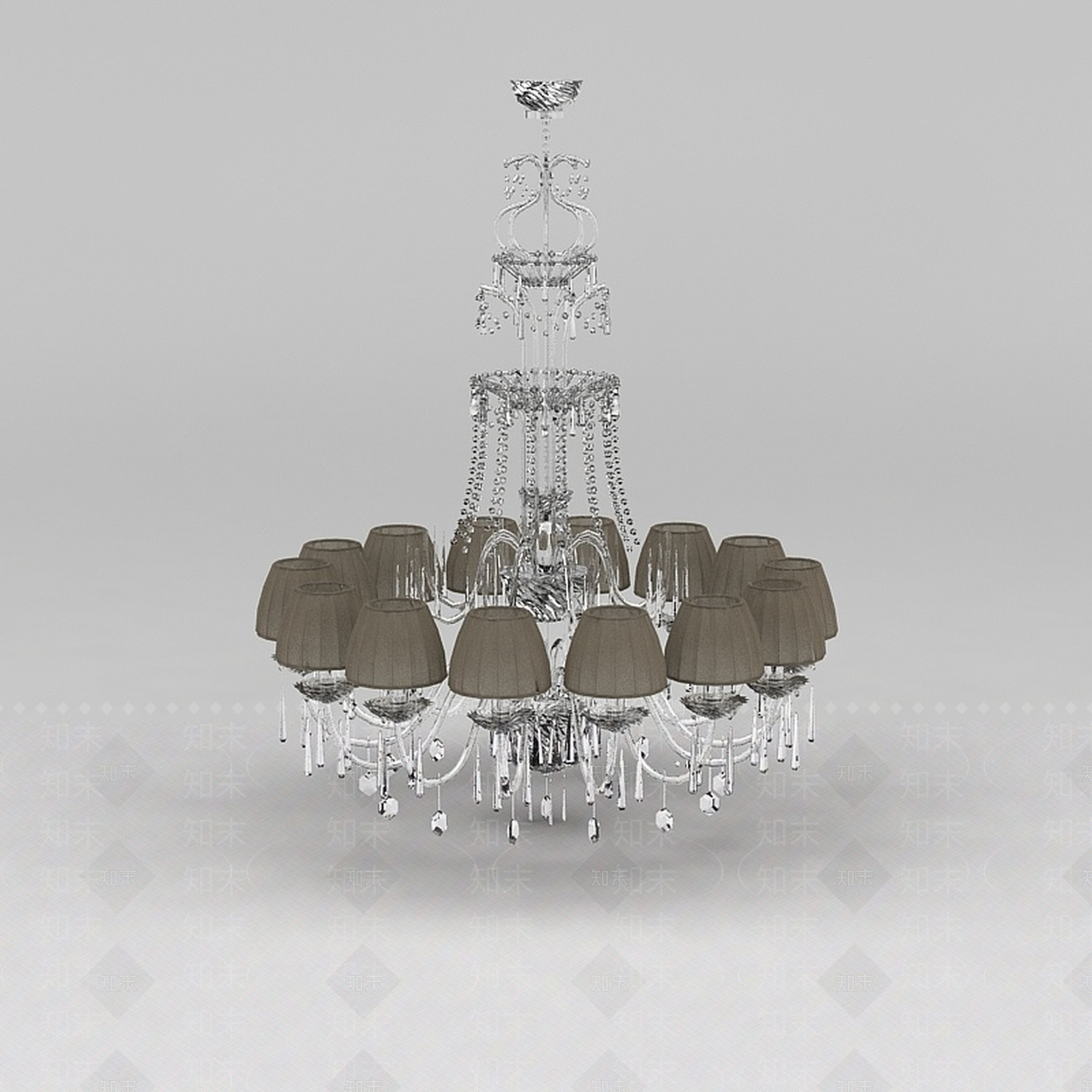 现代客厅精美水晶吊灯3D模型下载【ID:1188762542】