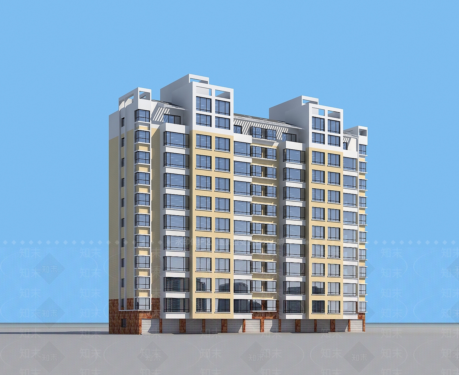 现代小高层住宅楼3D模型下载【ID:1188763218】