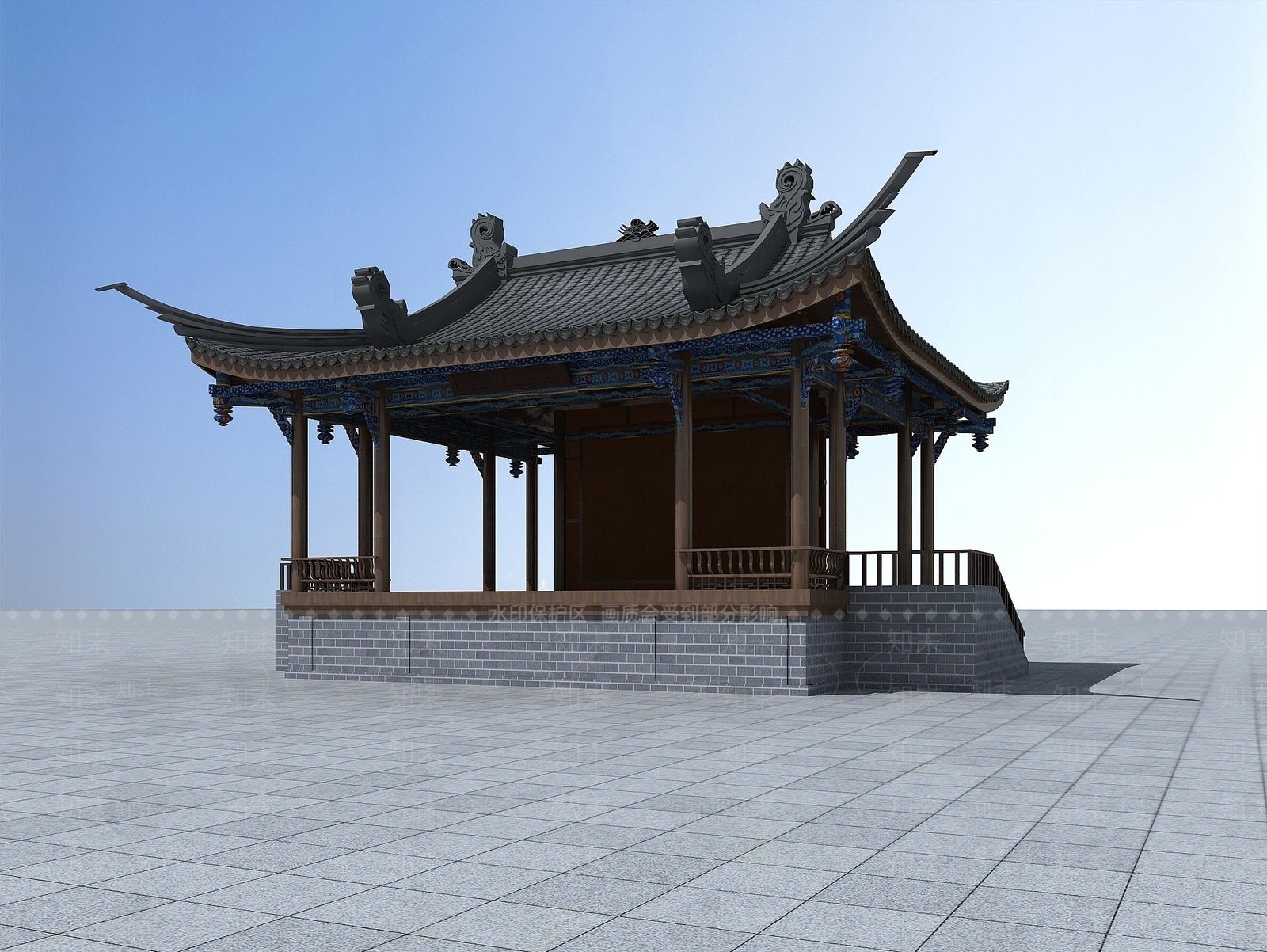 现代古建戏台3D模型下载【ID:1188763606】