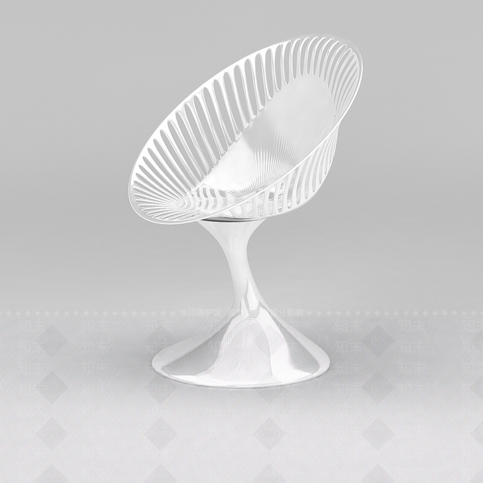 现代白色花形吧台椅3D模型下载【ID:1188764776】