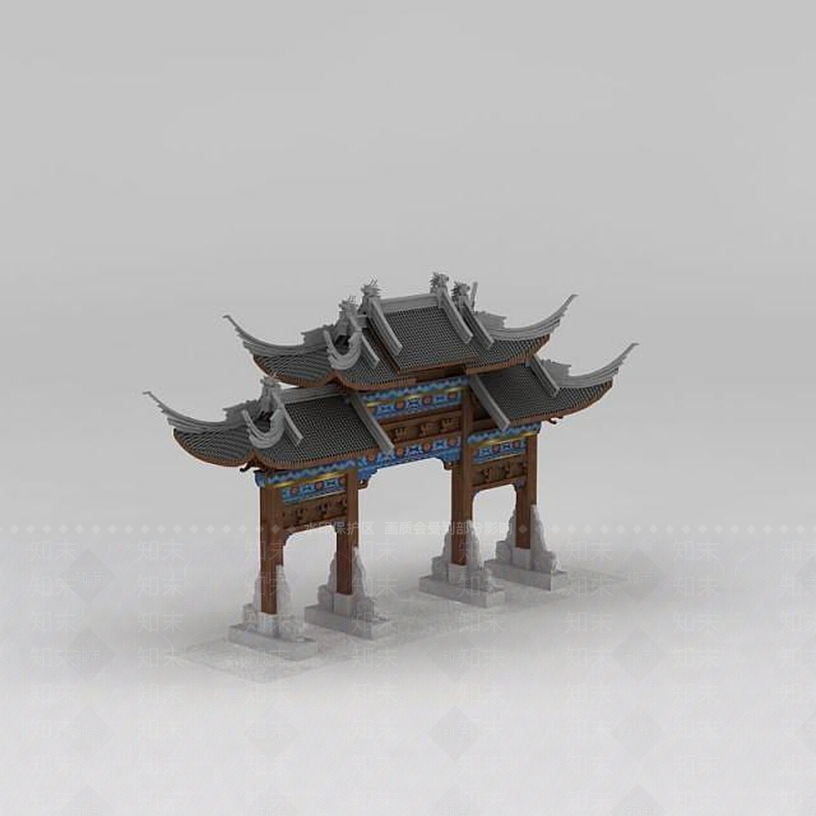 现代古建牌楼3D模型下载【ID:1188764858】