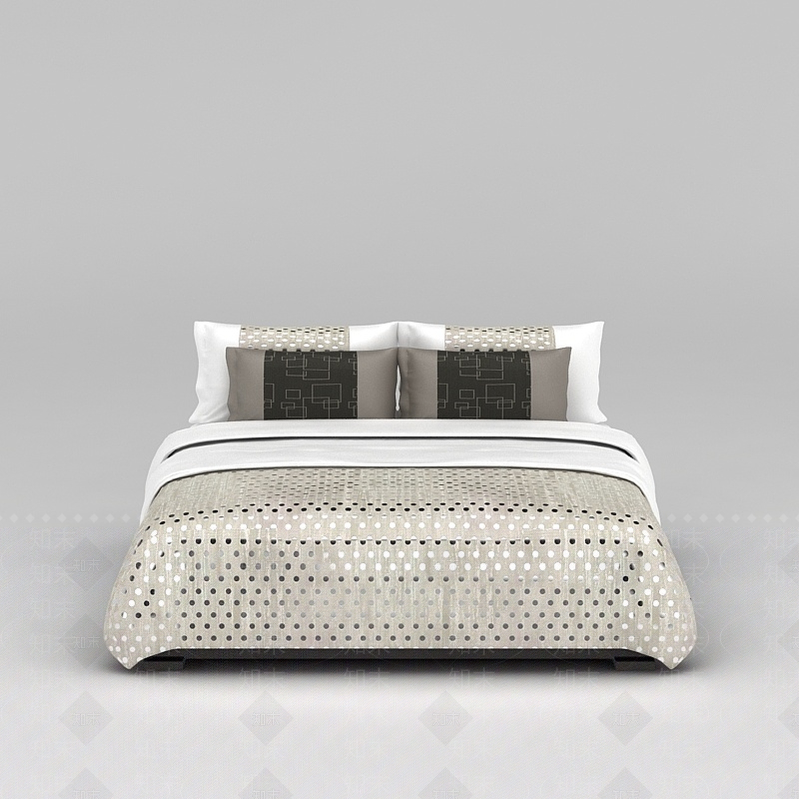 现代夏季双人床被3D模型下载【ID:1188767609】