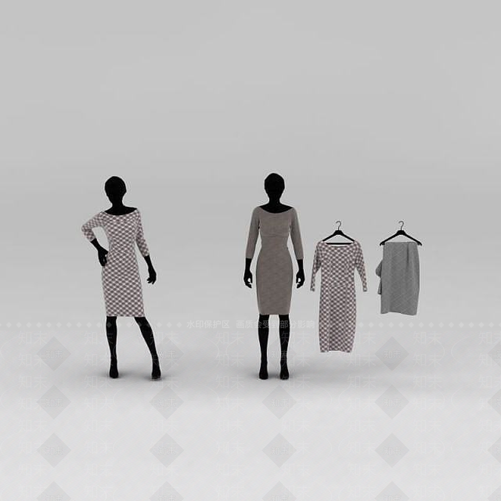 现代服装模特架3D模型下载【ID:1188770239】