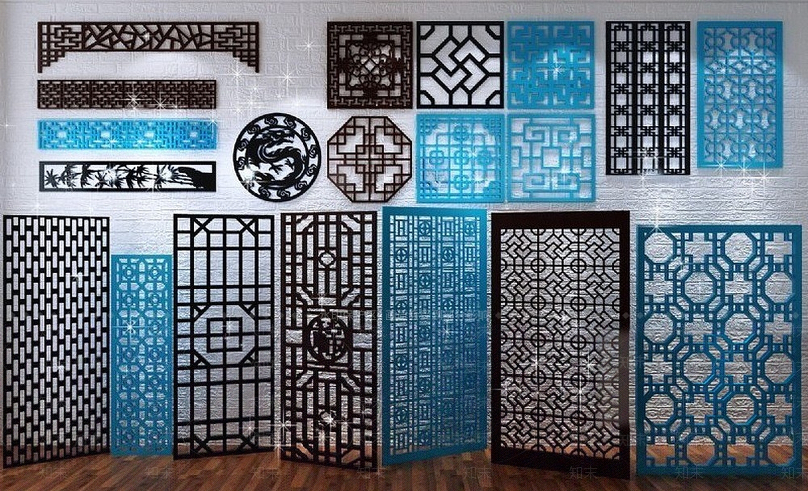 中式雕花隔断3D模型下载【ID:1188770663】