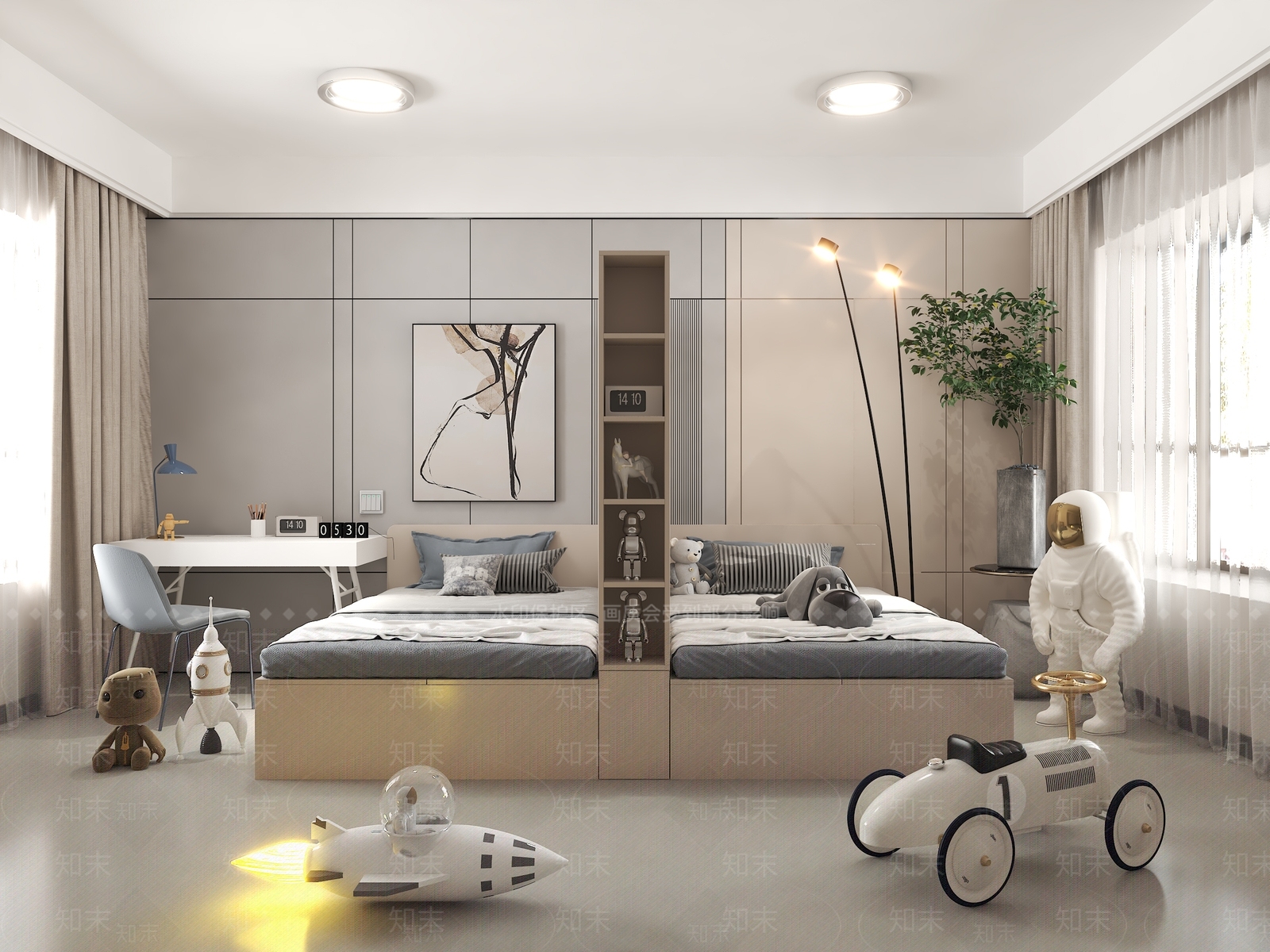 现代简约单人床3D模型下载【ID:1188771236】