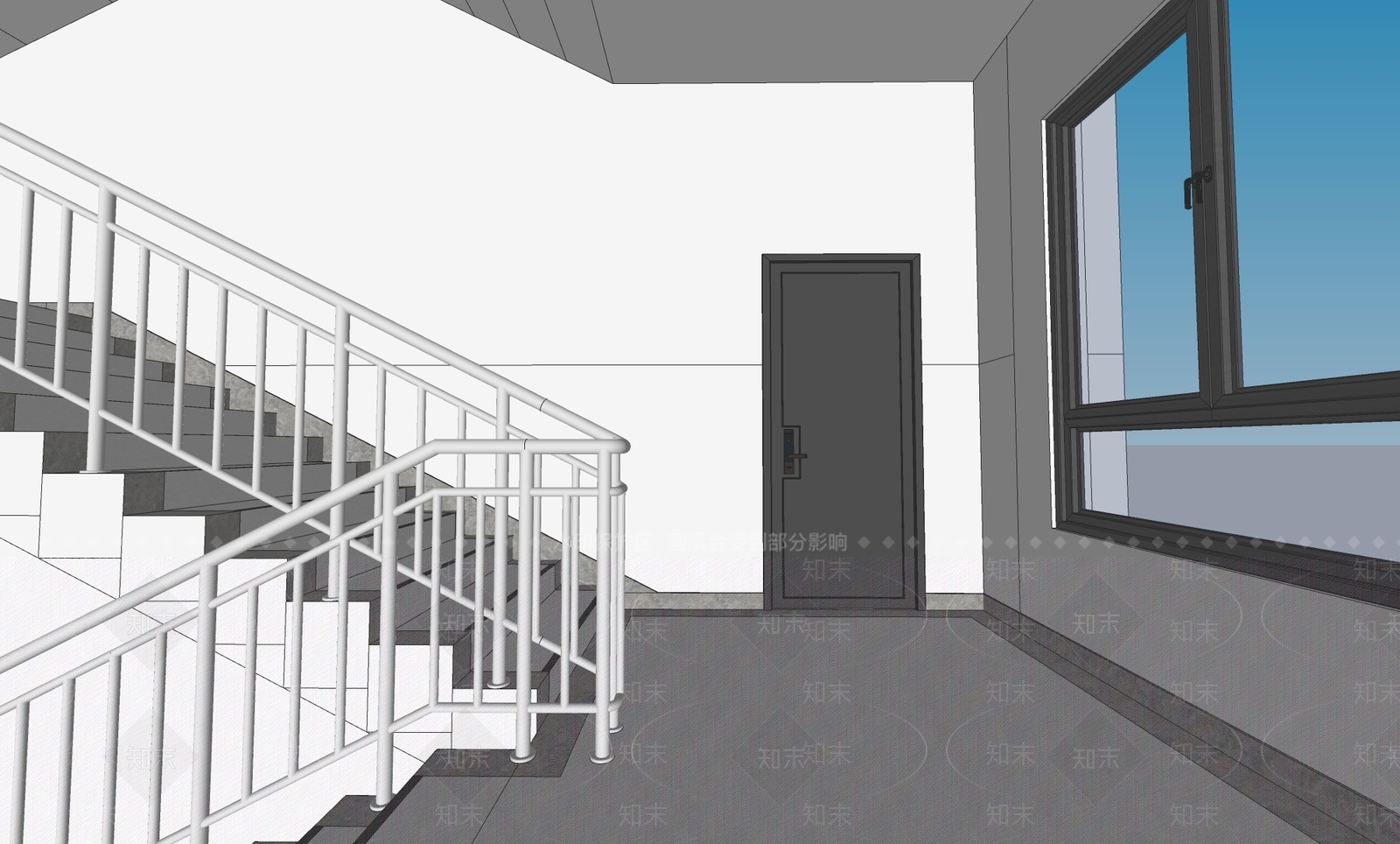 现代简约楼梯间SU模型下载【ID:1188771587】